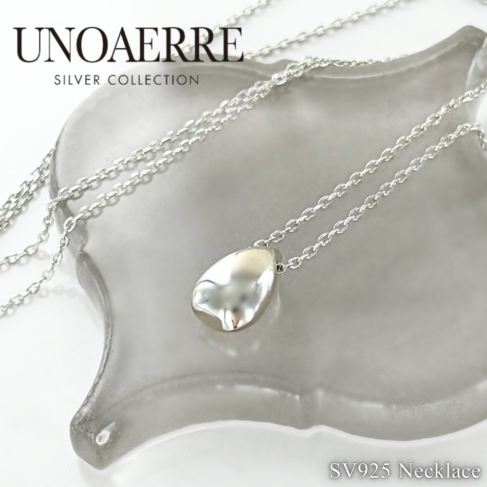 正規品 ショッパー付き UNOAERRE ウノアエレ ネックレス シルバー925 ティアドロップ ペンダント レディース 誕生日 プレゼント SILVER COLLECTION ロジウム ホワイト 成人 卒業 入学