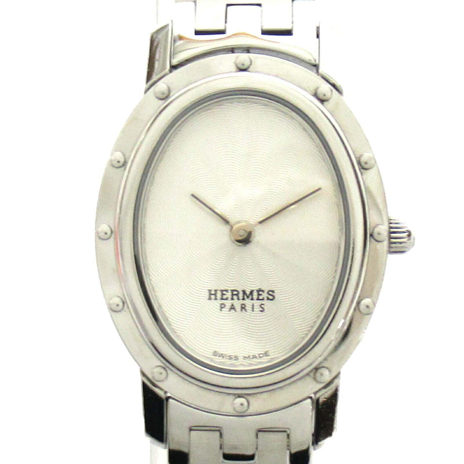 エルメス Hermes クリッパーオーバル 時計 腕時計 時計 ステンレススチール レディース ホワイト系 ホワイト Co1 210 中古 Maf Gov Ws