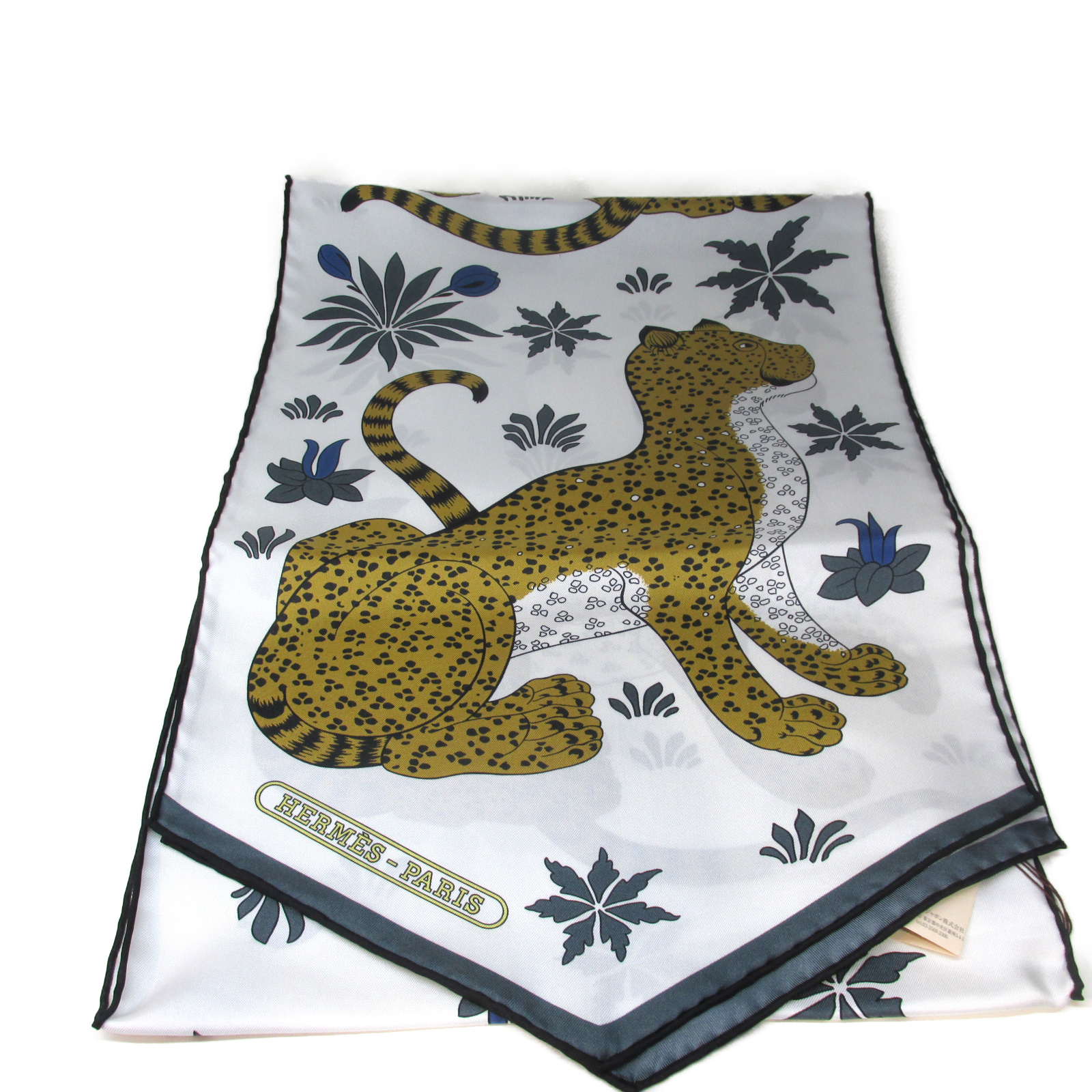 HERMES エルメス シルクマフラー LES LEOPARDS-