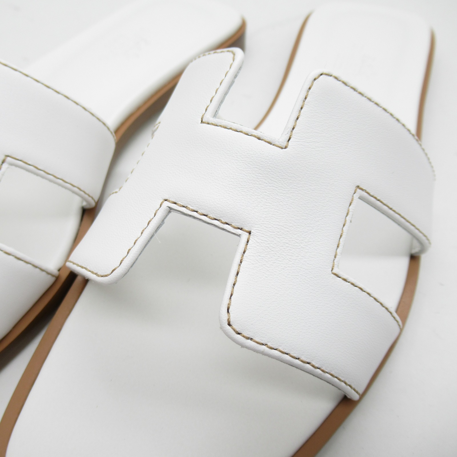 エルメス HERMES オラン シューズ レザー ブランド サンダル ホワイト
