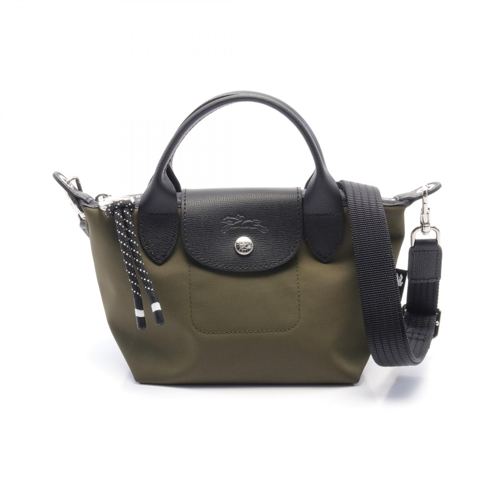 ロンシャン黒と茶色のナイロンレザー小型ハンドバッグ 楽天市場】ロンシャン LONGCHAMP バッグ チャコールグレー