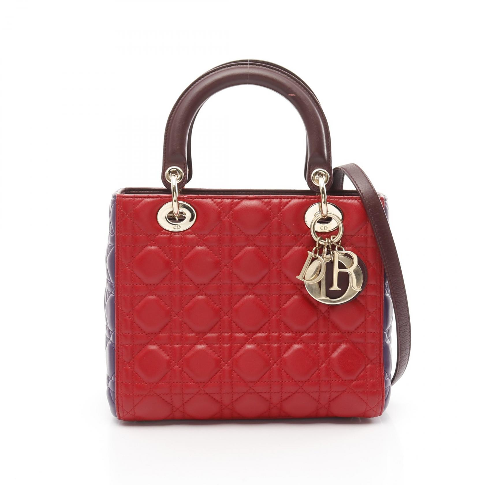 レディディオール　カナージュ ハンドバッグ　ダークブラウン レディディオール カナージュ ハンドバッグ ダークブラウン