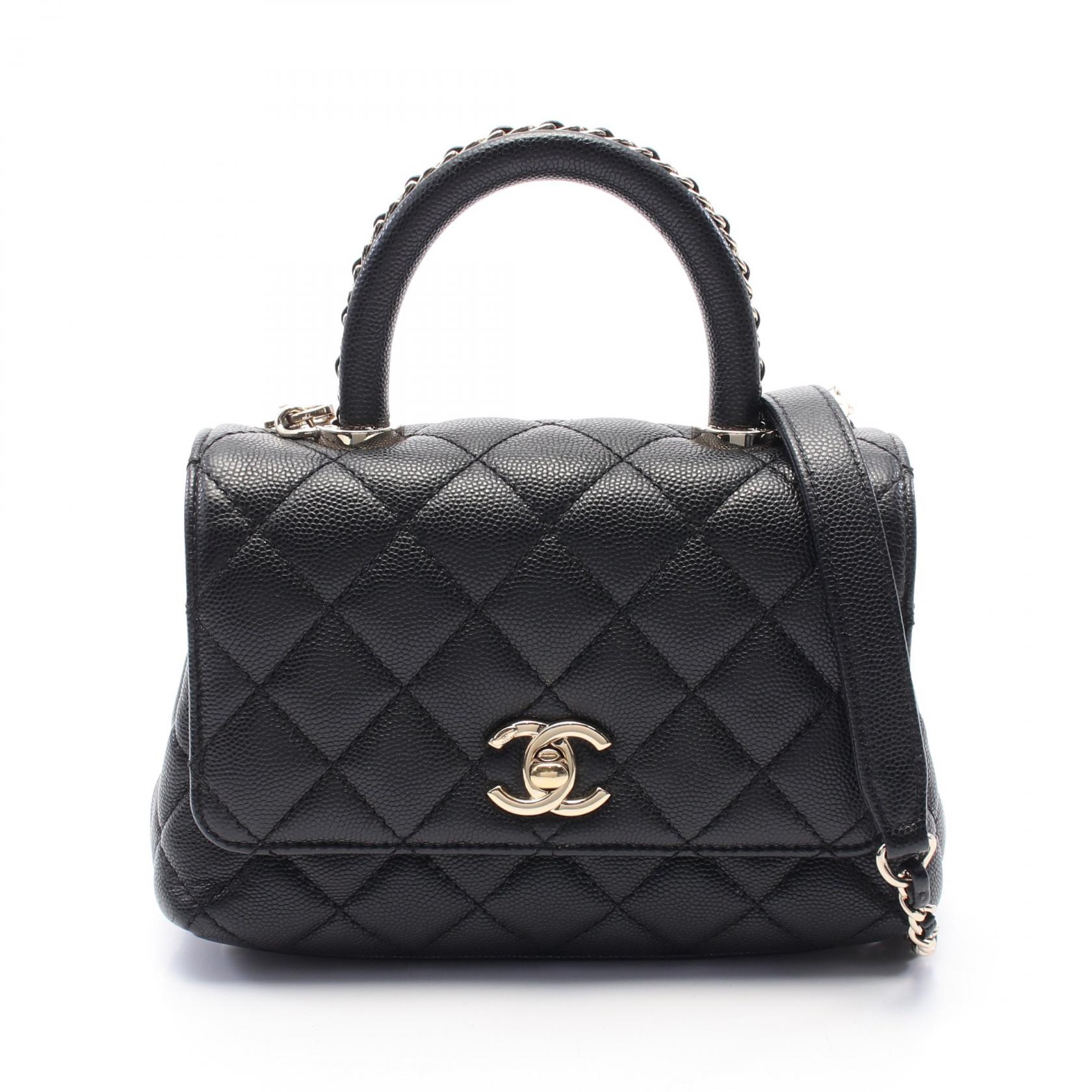 楽天市場】シャネル CHANEL ココハンドルXS オールブラック