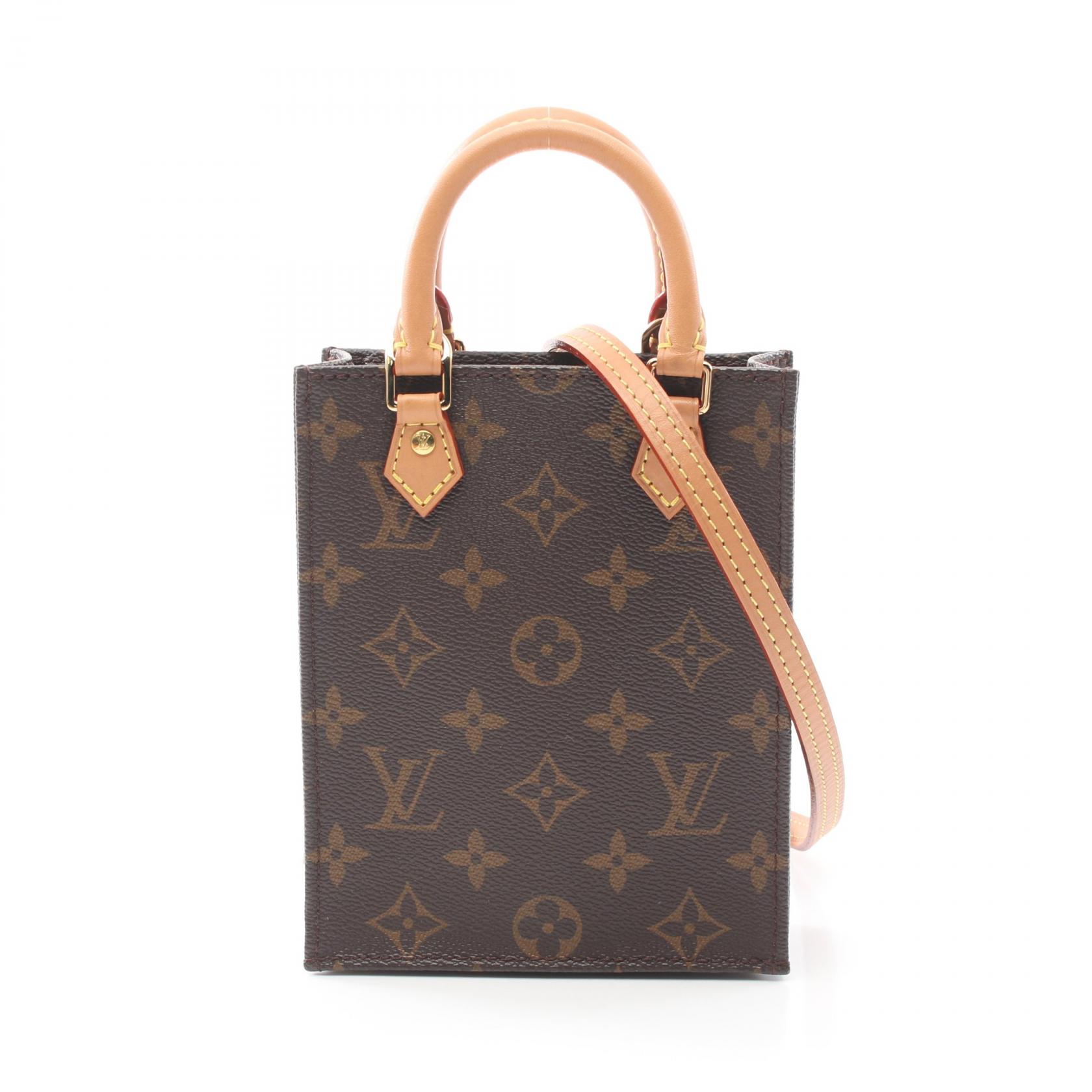 ≪5％OFFクーポン対象＆まとめ買い10%OFF≫ルイ・ヴィトン LOUIS VUITTON プティット サックプラ ハンドバッグ バッグ PVCコーティングキャンバス レザー モノグラム レディース ブラウン系 M69442 【中古】