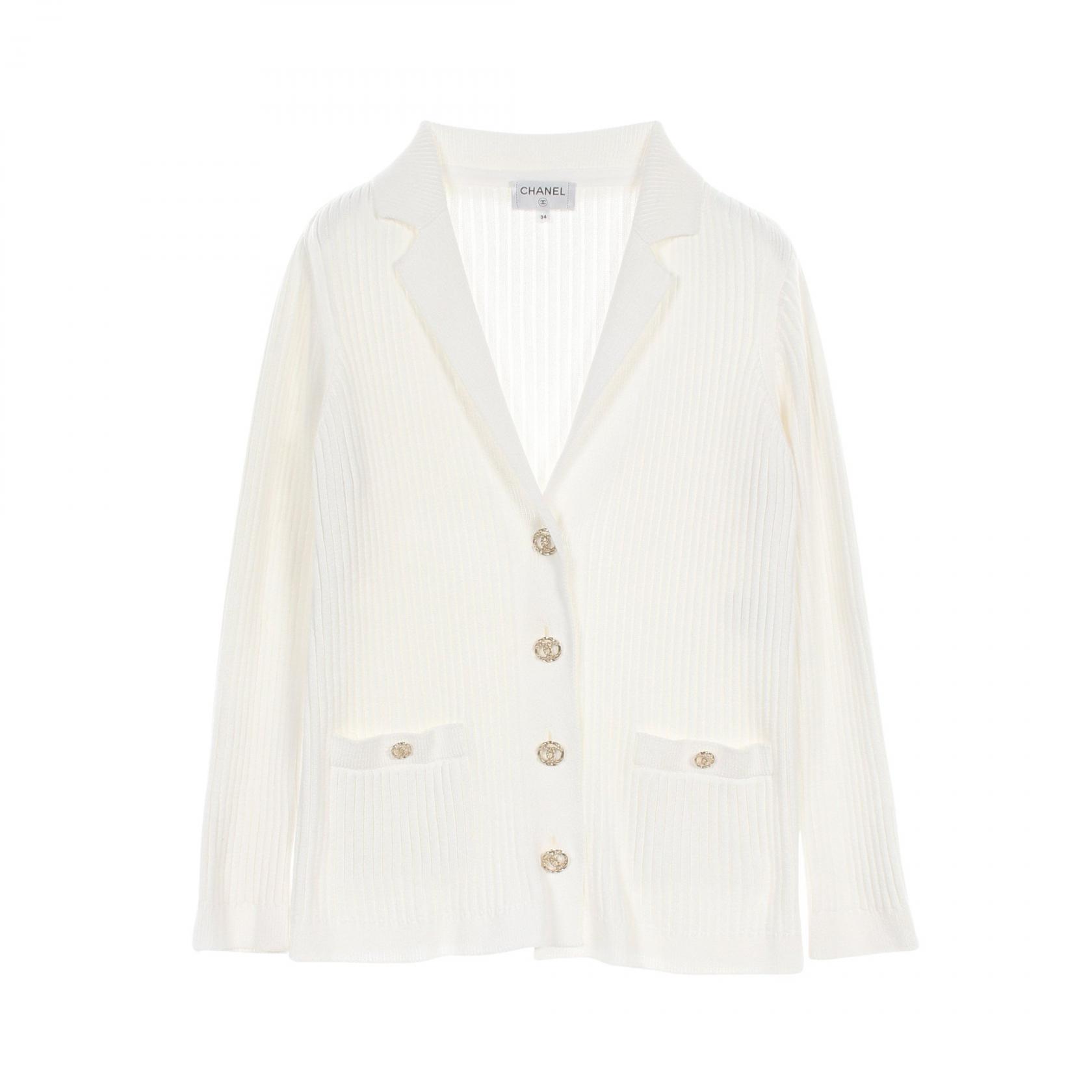 ≪5%OFFクーポン＆まとめ買い10% ～7/26 9:59〆≫シャネル CHANEL ココマークボタン カーディガン 衣料品 トップス コットン レディース ホワイト系 P63091K48814 【中古】｜BRANDOFF TOKYO