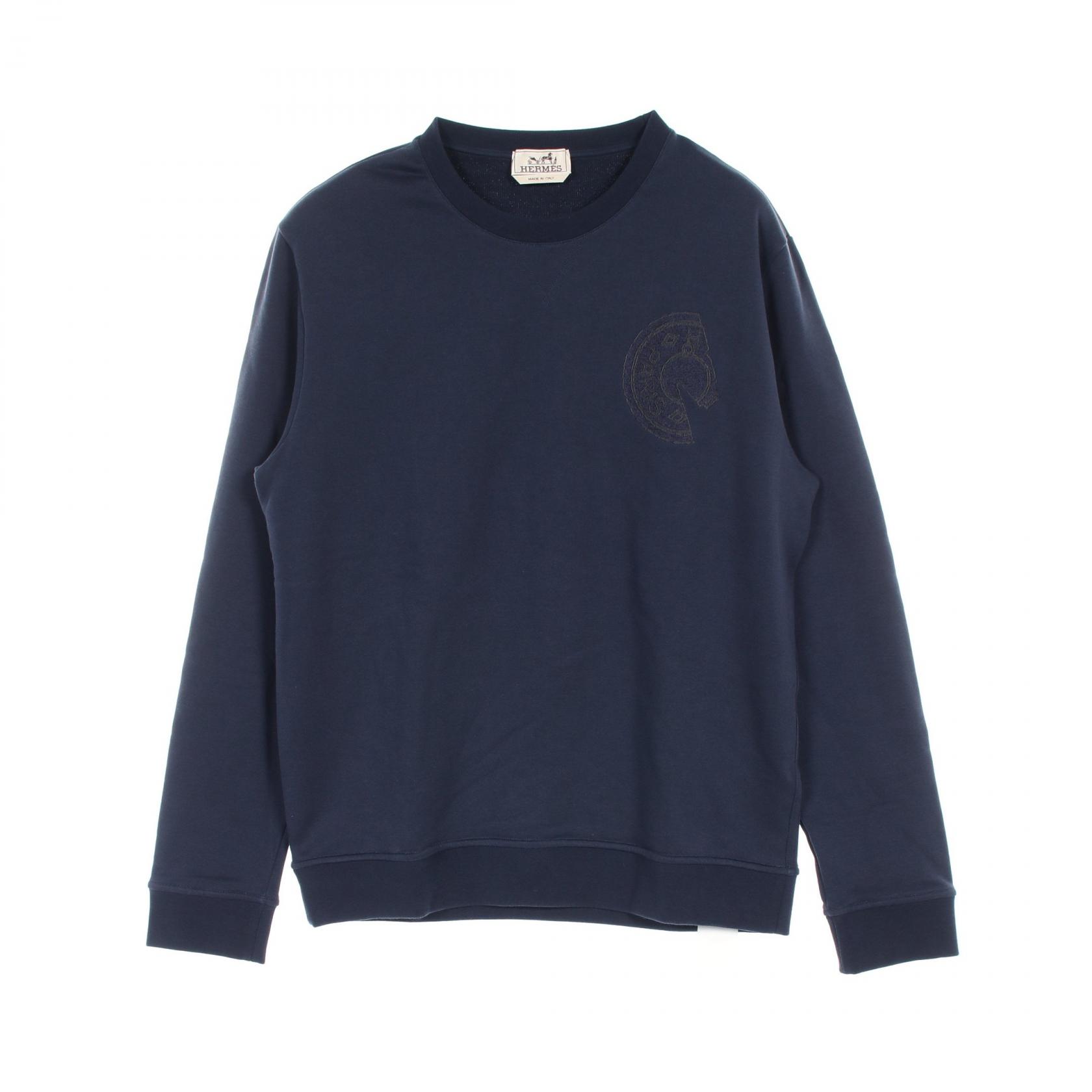 【ポイント5倍｜4/18 0:00～4/20 23:59】エルメス HERMES クルードセル スウェット 衣料品 トップス コットン メンズ ネイビー系 H557831HA 【中古】