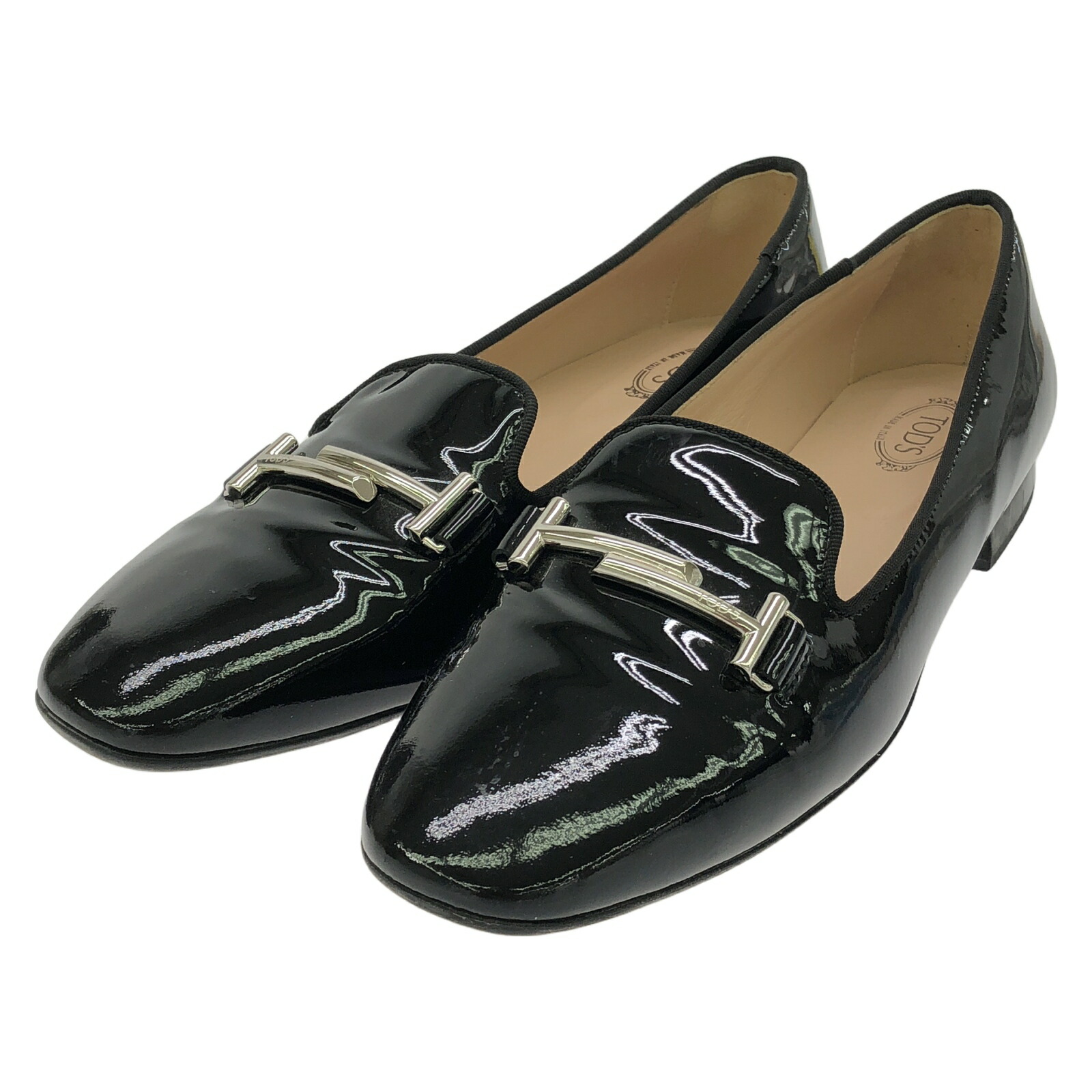 【美品】トッズ レザー ドライビングシューズ シボ革 刻印 ローファー 紺 39 美品】トッズ レザー ドライビングシューズ シボ革 刻印