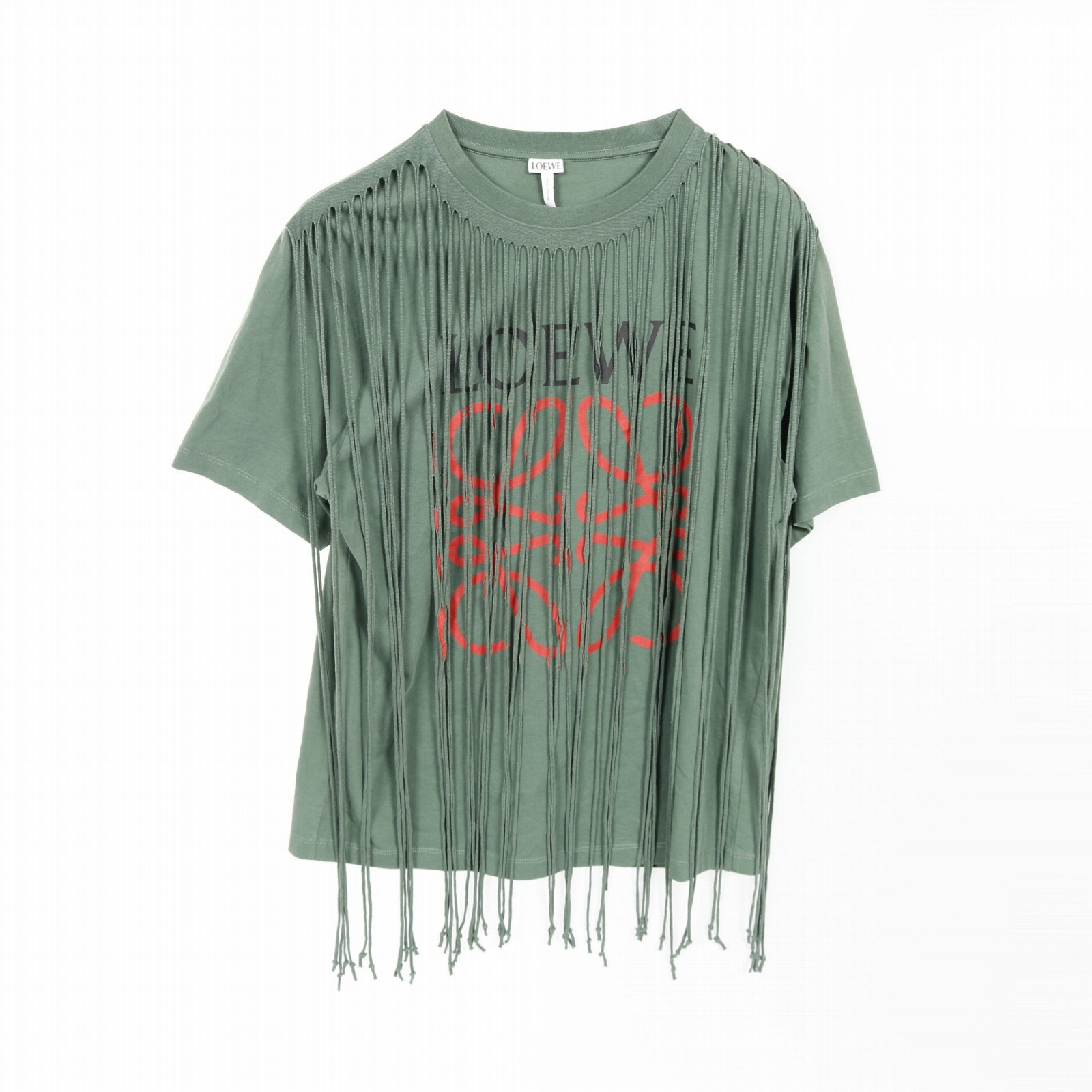 ロエベ LOEWE アナグラム カットソー 衣料品 トップス コットン メンズ グリーン系 / レッド系 【中古】
