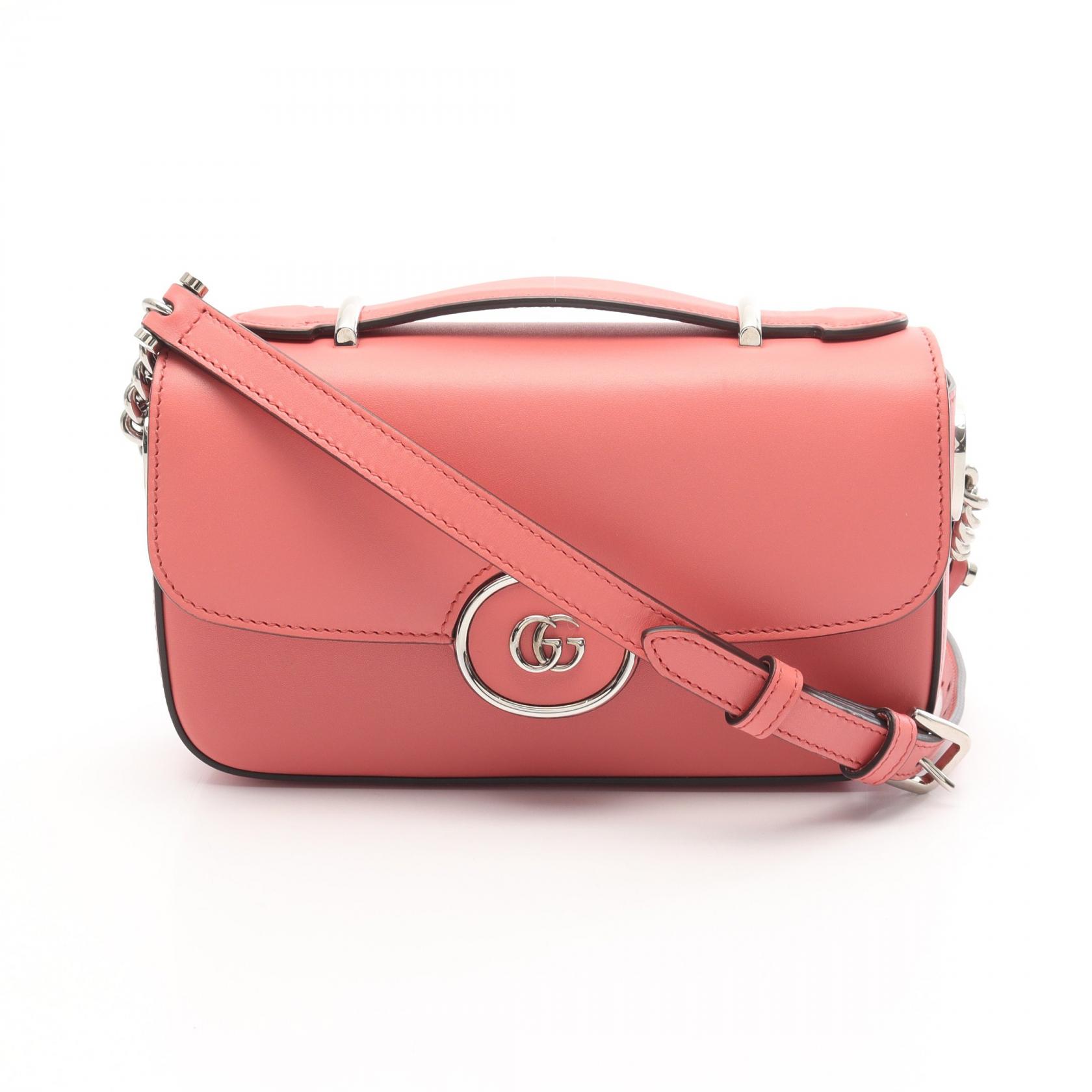 ≪5％OFFクーポン対象＆まとめ買い10%OFF≫グッチ GUCCI プチ GG ショルダーバッグ バッグ レザー レディース ピンク系 739722 【中古】
