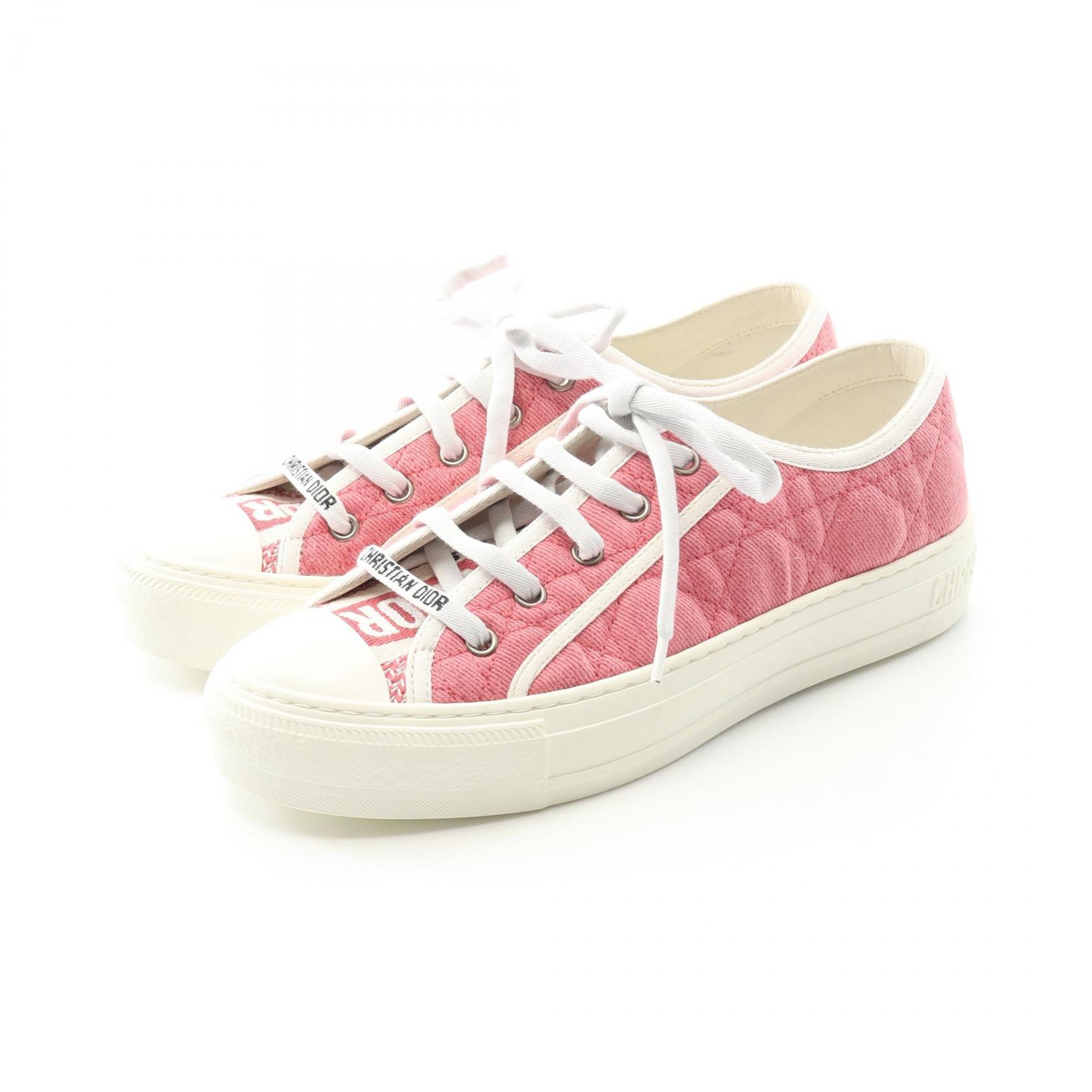 【2千円OFFクーポン対象】ディオール Dior WALK'N'DIOR スニーカー 靴 キャンバス レディース ピンク系 / ホワイト系 【中古】