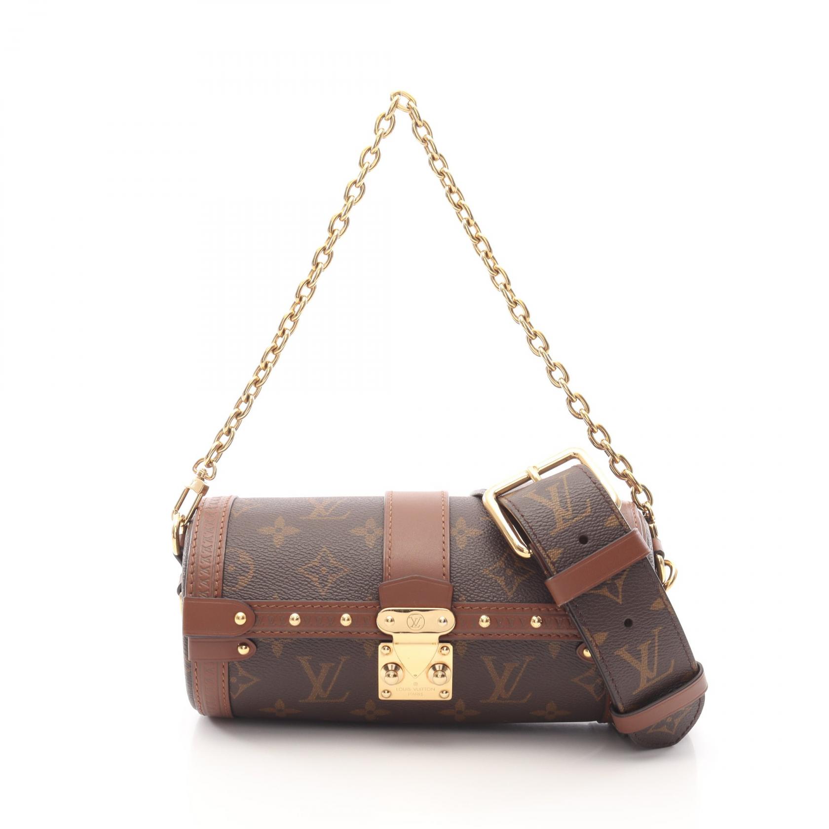 ルイ・ヴィトン LOUIS VUITTON パピヨン トランク ハンドバッグ バッグ PVCコーティングキャンバス レザー モノグラム レディース ブラウン系 M57835 【中古】