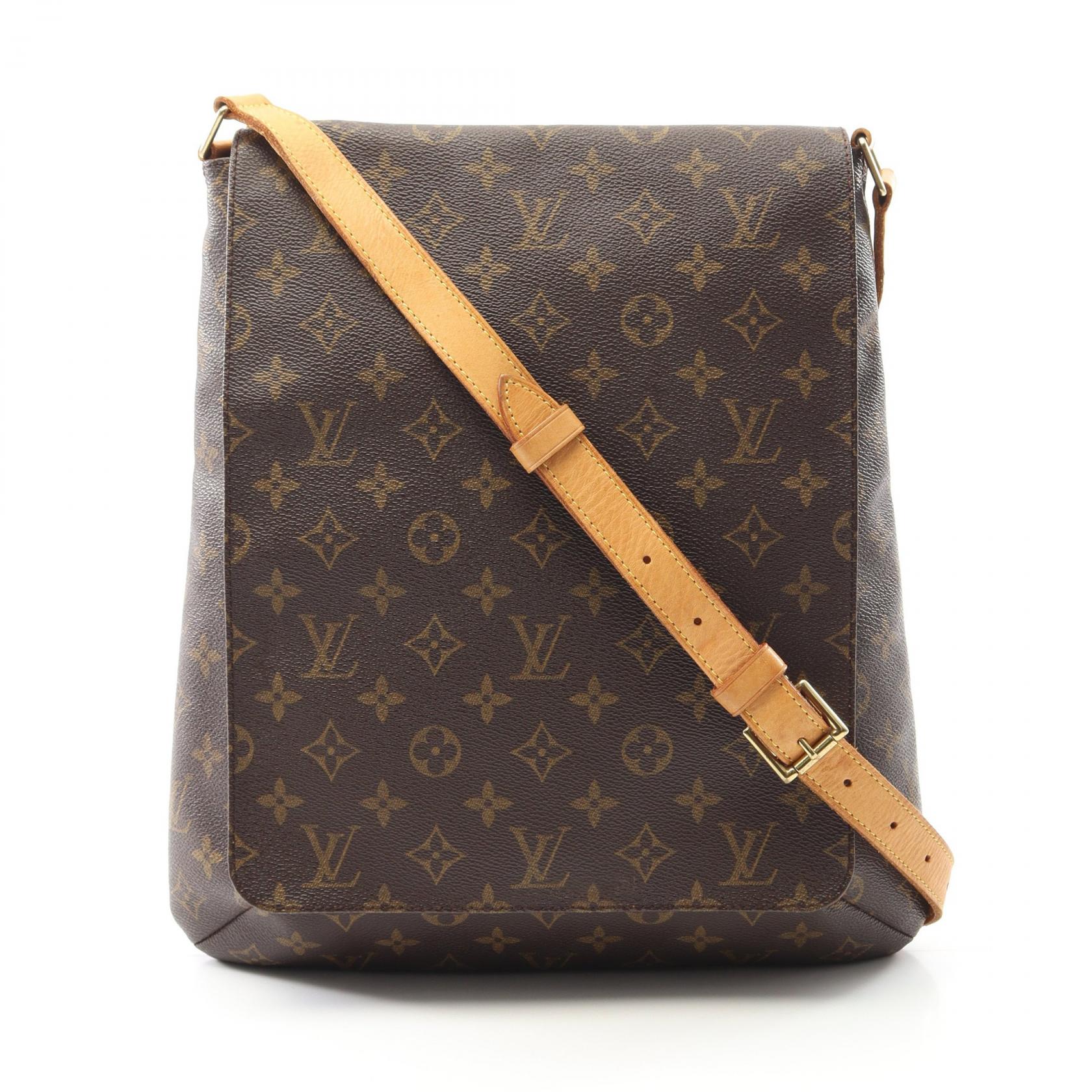 ≪5％OFFクーポン対象＆まとめ買い10%OFF≫ルイ・ヴィトン LOUIS VUITTON ミュゼット モノグラム ショルダーバッグ バッグ PVCコーティングキャンバス レザー レディース ブラウン系 M51256 【中古】