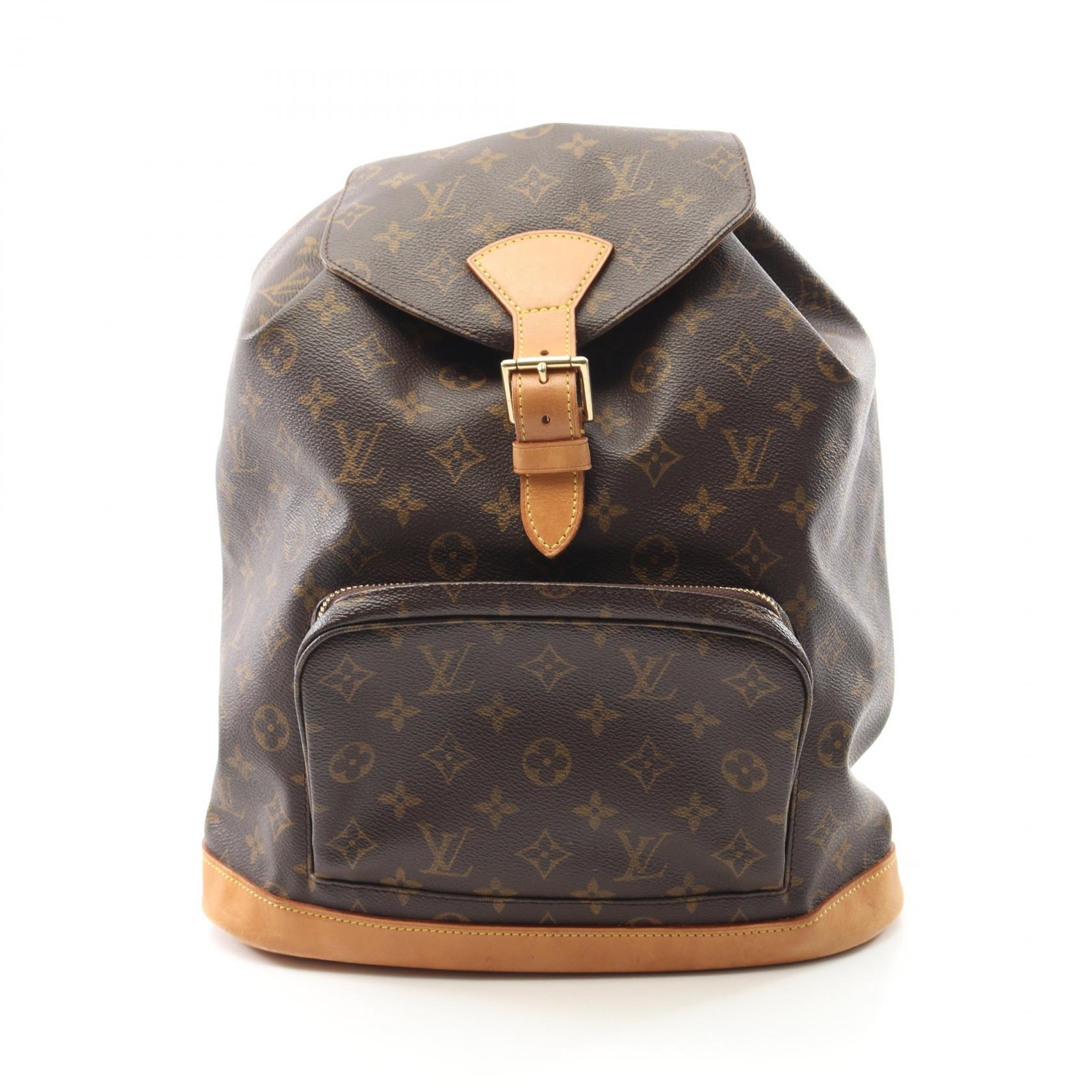 【5千円OFFクーポン対象】ルイ・ヴィトン LOUIS VUITTON モンスリGM モノグラム リュックサック バックパック バッグ PVCコーティングキャンバス レザー レディース ブラウン系 M51135 【中古】