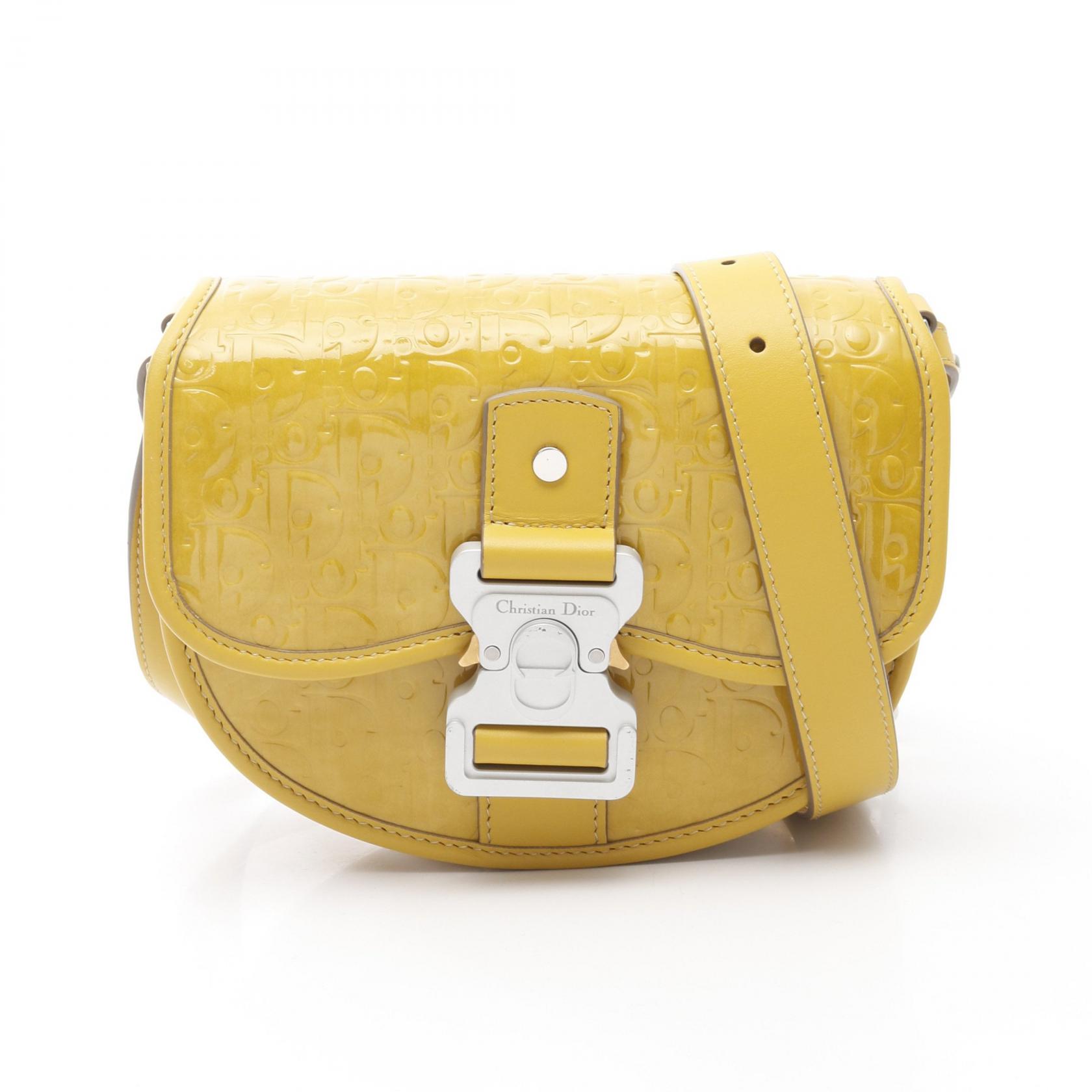 【ポイント5倍｜4/18 0:00～4/20 23:59】ディオール Dior GALLOP ギャロップ オブリーク ショルダーバッグ バッグ パテントレザー レディース イエロー系 【中古】