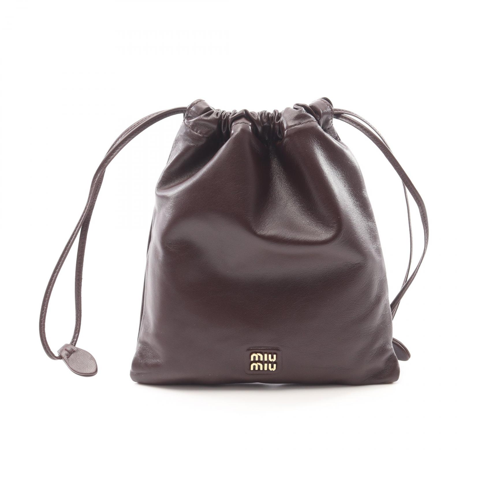 【5千円OFFクーポン対象】ミュウ ミュウ Miu Miu NAPPA ポーチ バッグ レザー レディース ブラウン系 5NG010 【中古】
