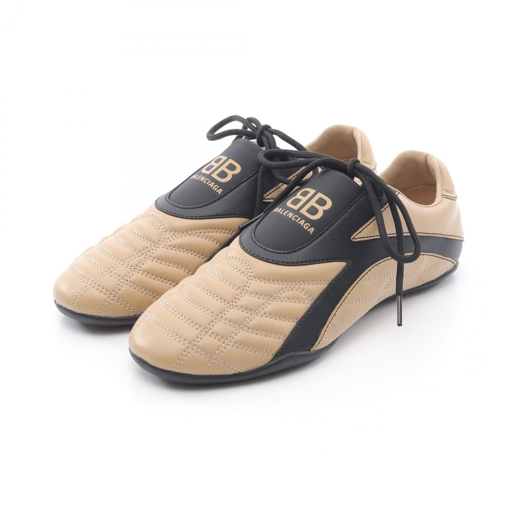 ≪5％OFFクーポン対象＆まとめ買い10%OFF≫バレンシアガ BALENCIAGA ZEN スニーカー 靴 レザー メンズ ベージュ系 / ブラック系 【中古】