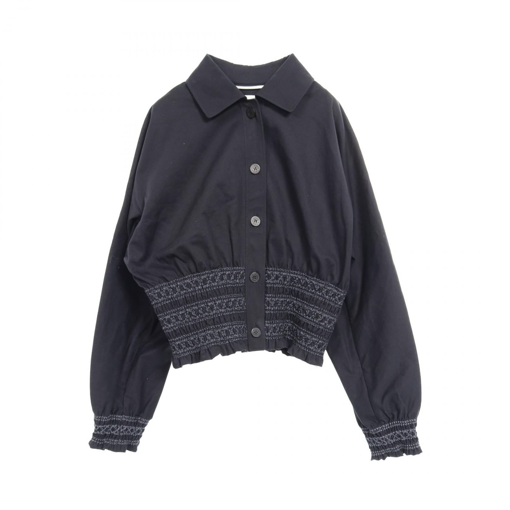 【ポイント5倍｜4/18 0:00～4/20 23:59】エルメス HERMES Veste taille brodee a smocks テール ブロデ ア スモック 衣料品 アウター コットン レディース ネイビー系 5E0228DD 【中古】