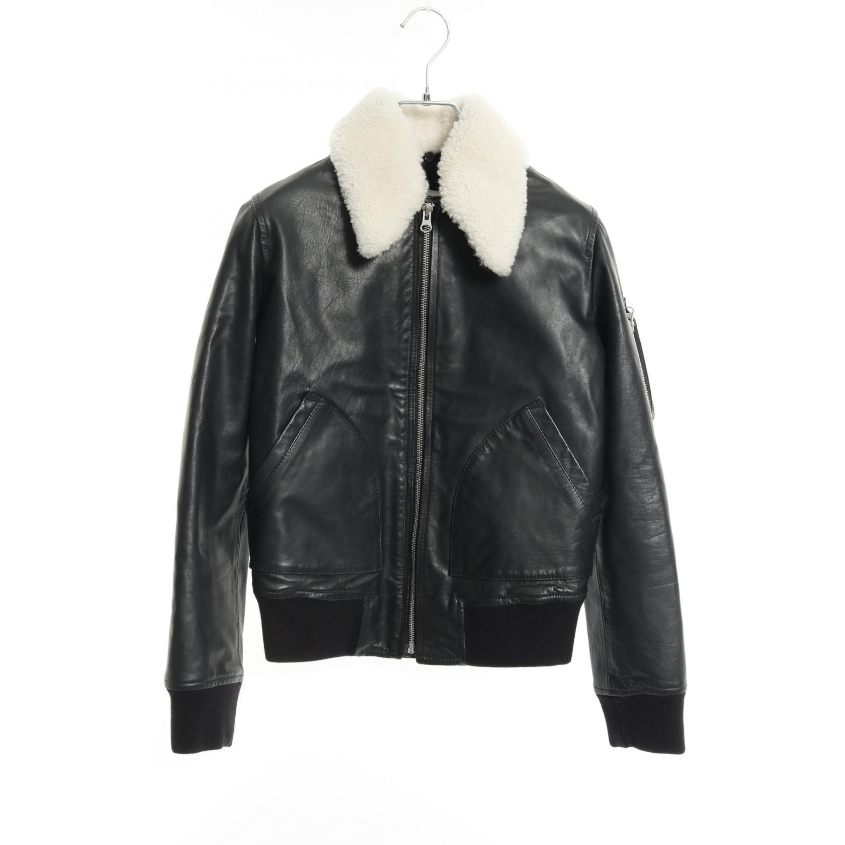≪5％OFFクーポン対象＆まとめ買い10%OFF≫エムエムシックス MM6 革ジャン 衣料品 アウター レザー レディース ブラック系 【中古】