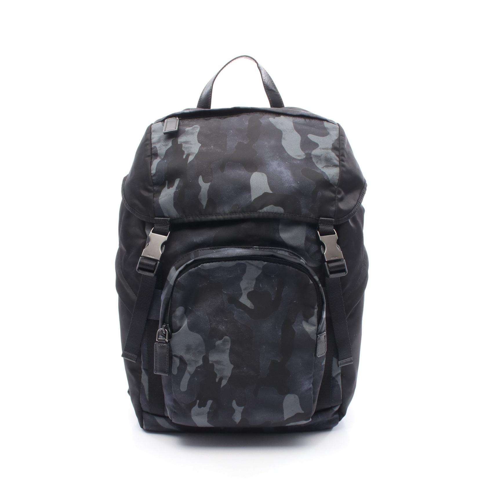 【美品】 PRADA リュック ナイロン ブラック w22 PRADA プラダ ロゴ ナイロン バックパック リュック ブラック 黒