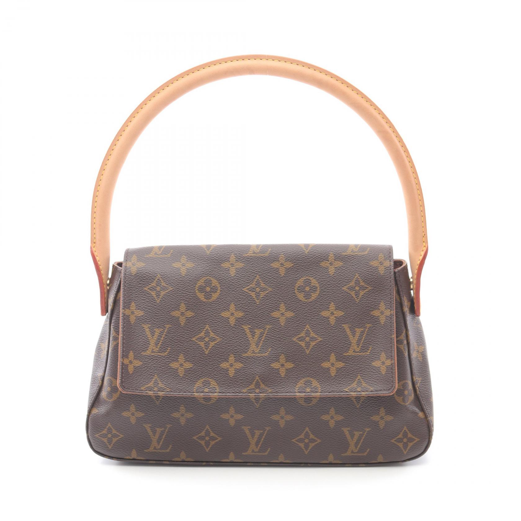 ルイ・ヴィトン LOUIS VUITTON ミニルーピング モノグラム ハンドバッグ バッグ PVCコーティングキャンバス レザー レディース ブラウン系 M51147 【中古】