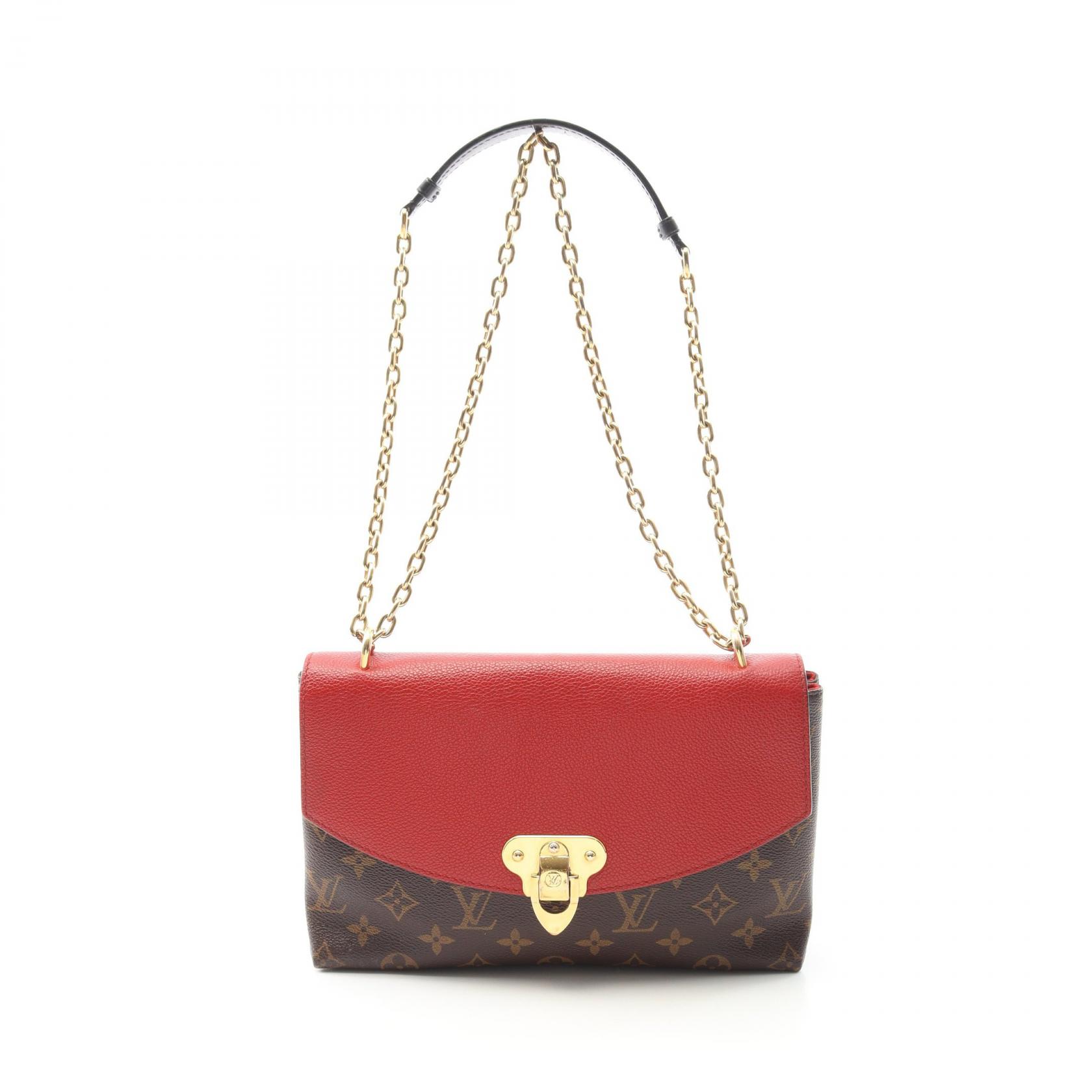 ルイ・ヴィトン LOUIS VUITTON サン プラシード ショルダーバッグ バッグ PVCコーティングキャンバス レザー モノグラム レディース ブラウン系 / レッド系 M43713 【中古】
