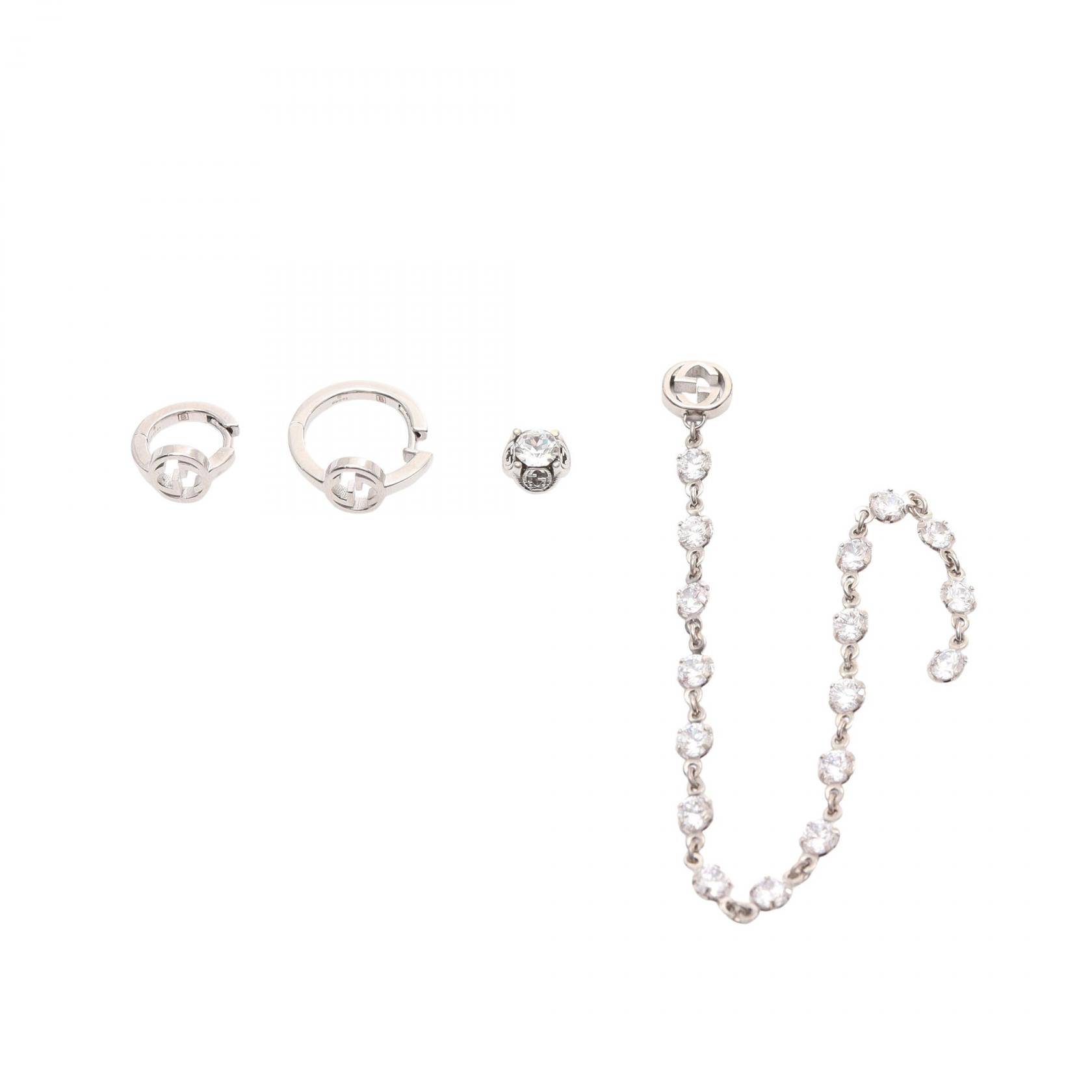 ≪5%OFFクーポン&まとめ買い10% ~7/26 9:59〆≫グッチ GUCCI インターロッキングG ネイルピアス ネイルアクセサリー チャーム アクセサリー ステンレススチール ラインストーン レディース シルバー系 / クリア系 【中古】|BRANDOFF TOKYO