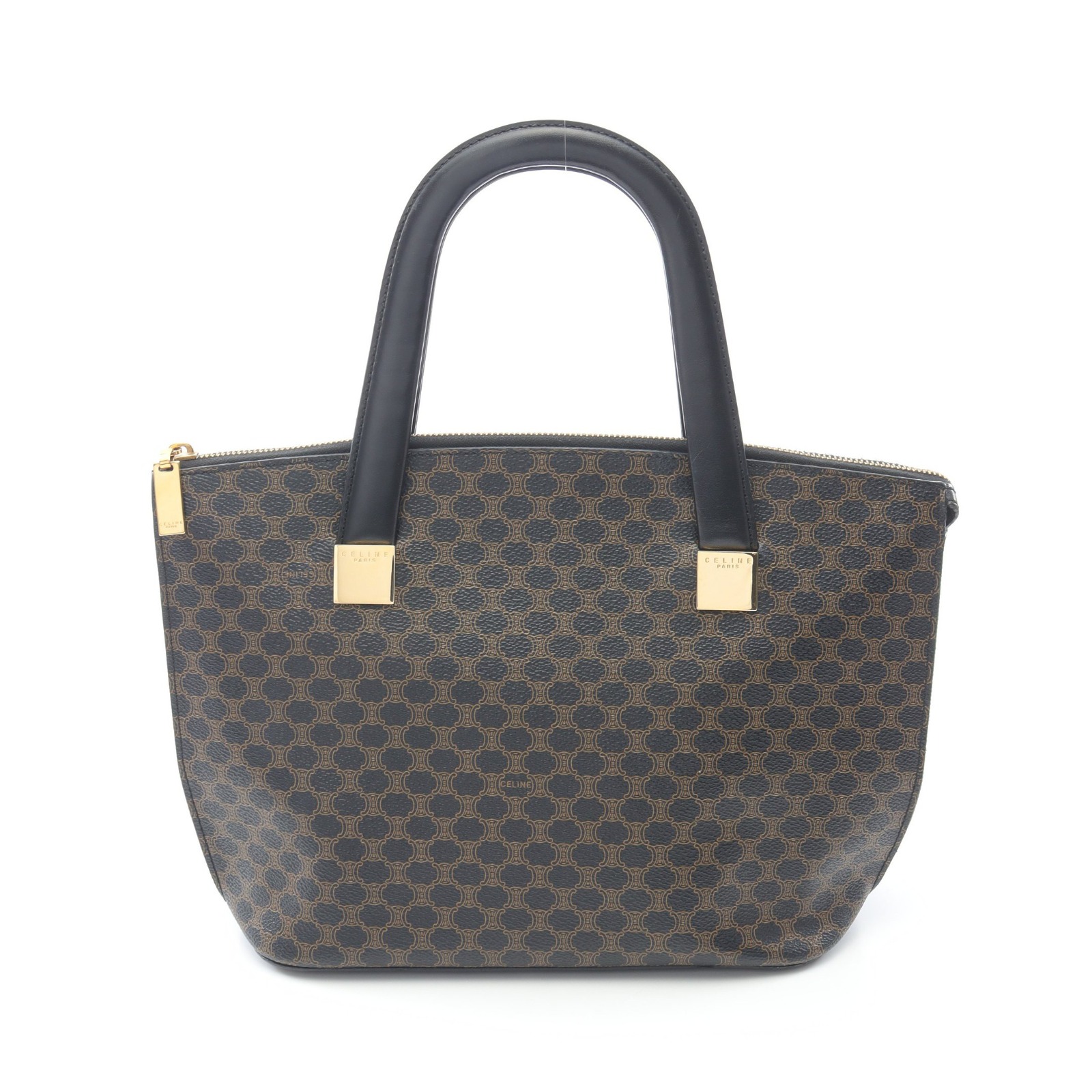 ≪5％OFFクーポン対象＆まとめ買い10%OFF≫セリーヌ CELINE マカダム ハンドバッグ バッグ PVCコーティングキャンバス レディース ブラック系 / ブラウン系 【中古】