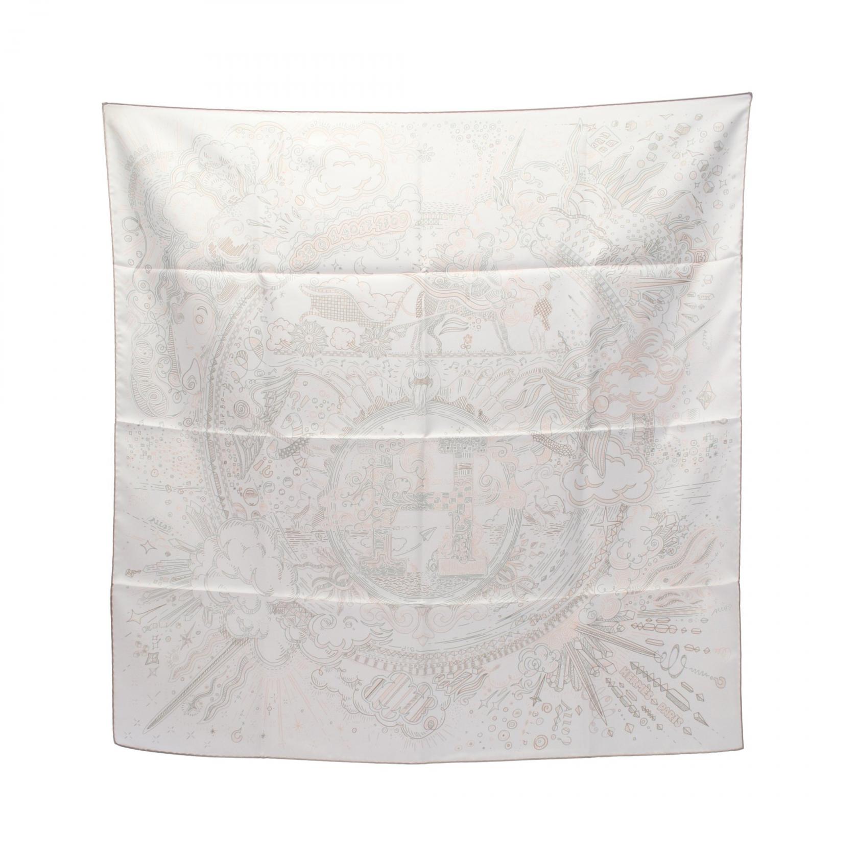 箱付き新品同様⭐️エルメス プリーツカレ90 スカーフ ホワイト×赤系 防寒にも カレ 90 プリーツ 《ツイリー・オ・ブロック》 | Hermès