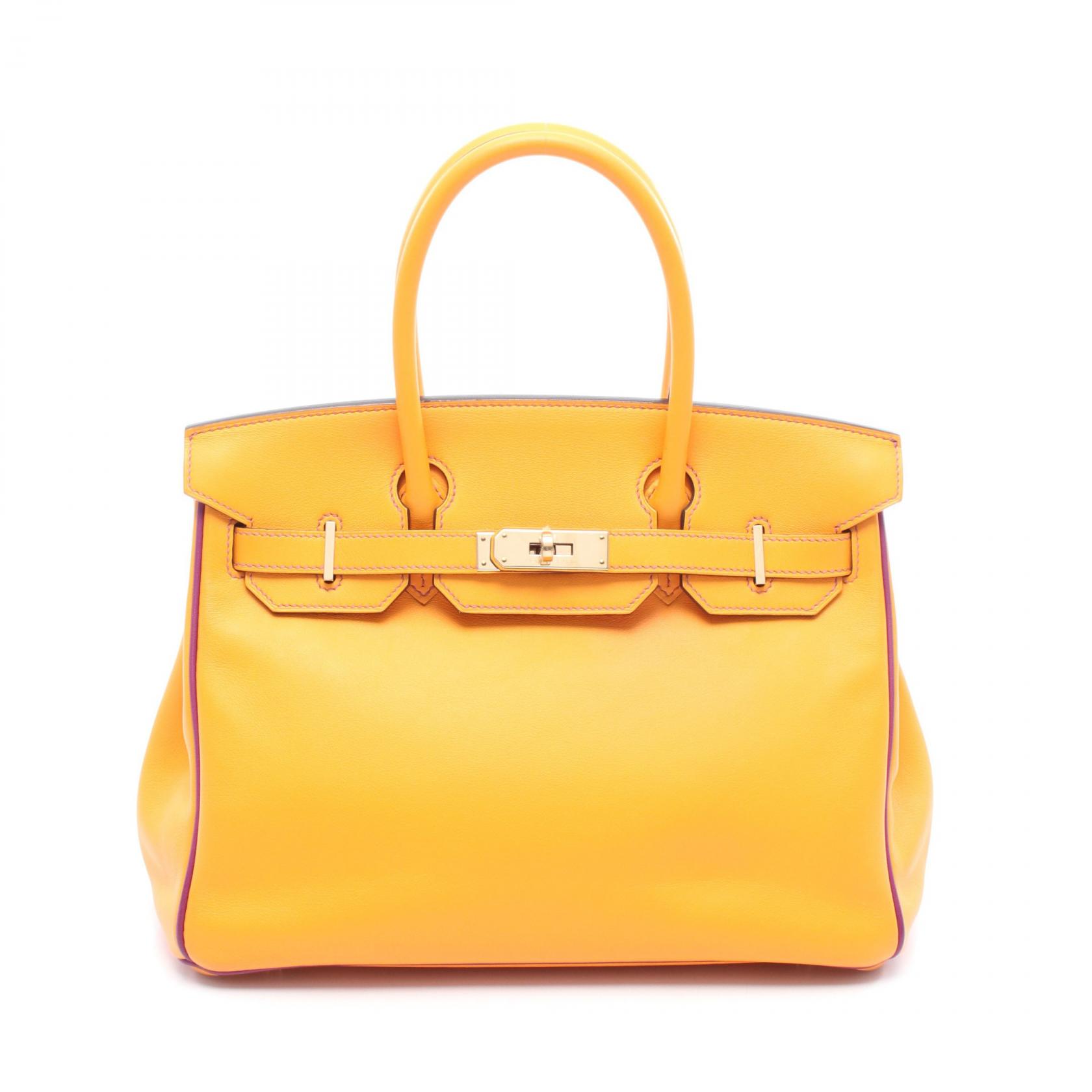 エルメス HERMES バーキン30 ヴェルソ ハンドバッグ バッグ レザー ヴォースイフト ヴォースイフト レディース オレンジ系 / パープル系 / アネモネ 【中古】