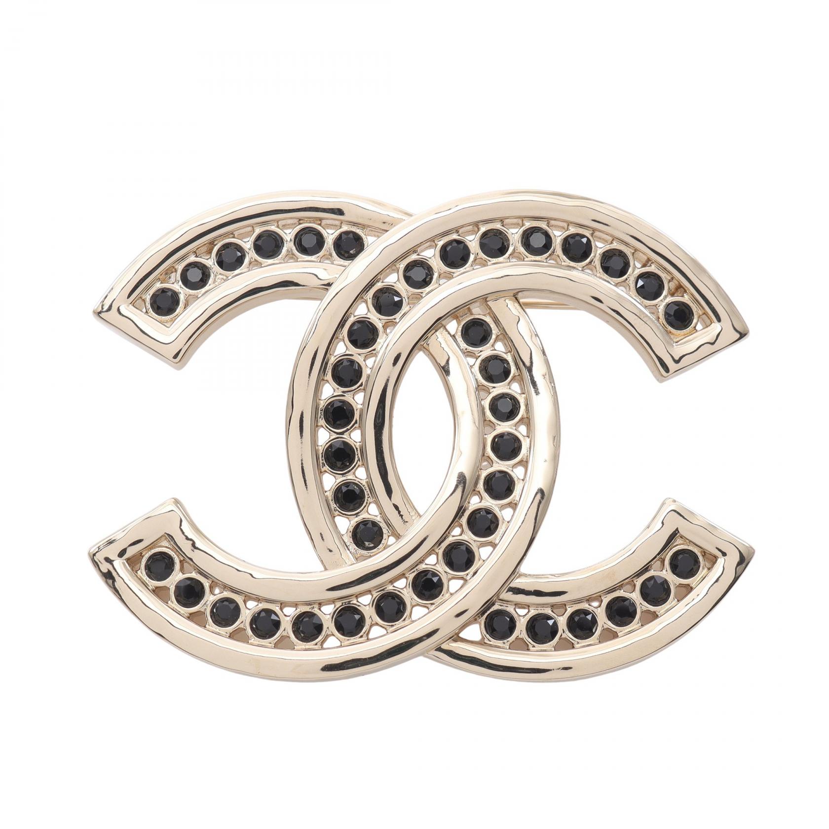 ≪5％OFFクーポン対象＆まとめ買い10%OFF≫シャネル CHANEL ココマーク ブローチ アクセサリー GP（ゴールドメッキ） ラインストーン レディース ゴールド系 / ブラック系 【中古】