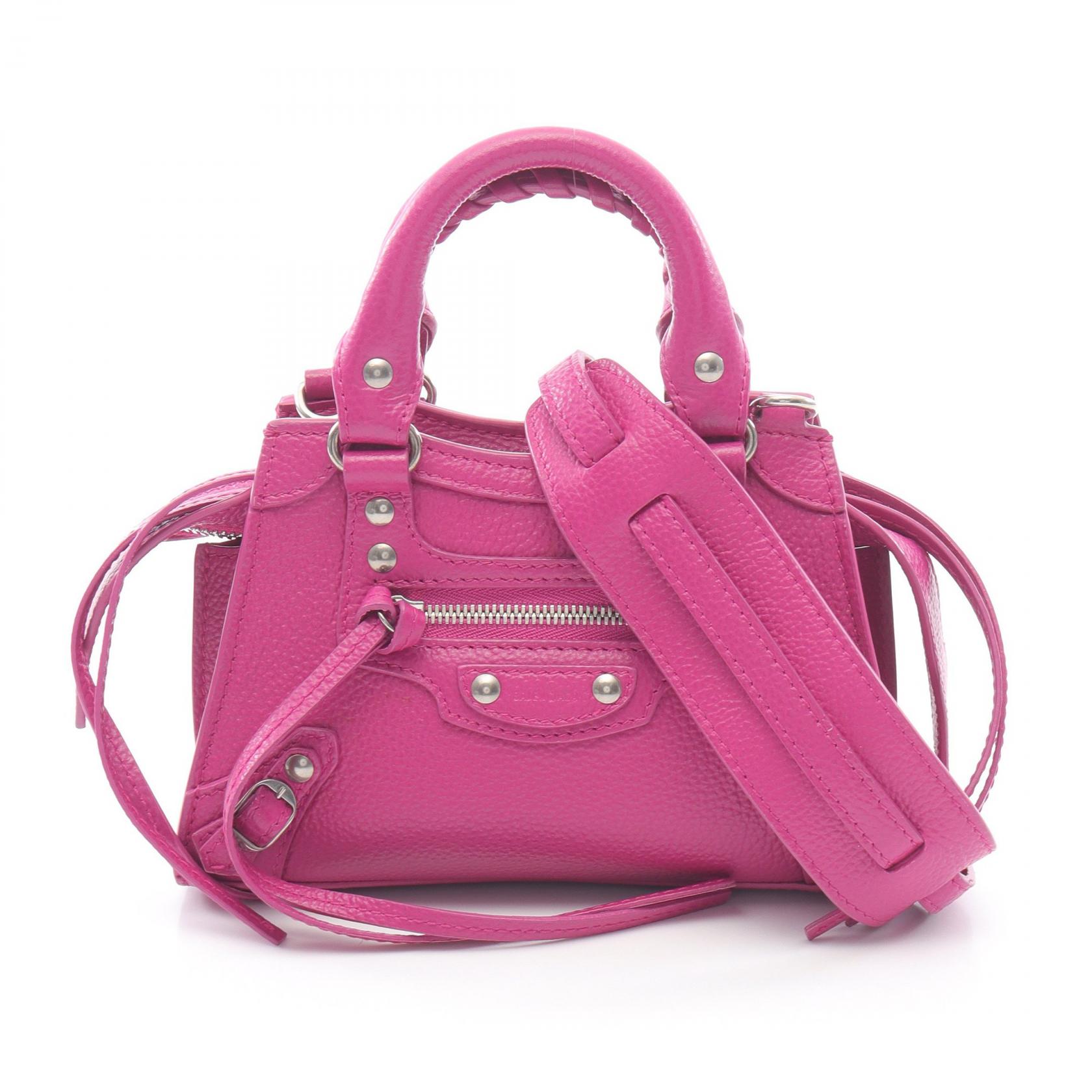 ≪5％OFFクーポン対象＆まとめ買い10%OFF≫バレンシアガ BALENCIAGA ネオ クラシック ナノ ハンドバッグ バッグ レザー レディース ピンク系 638527 【中古】
