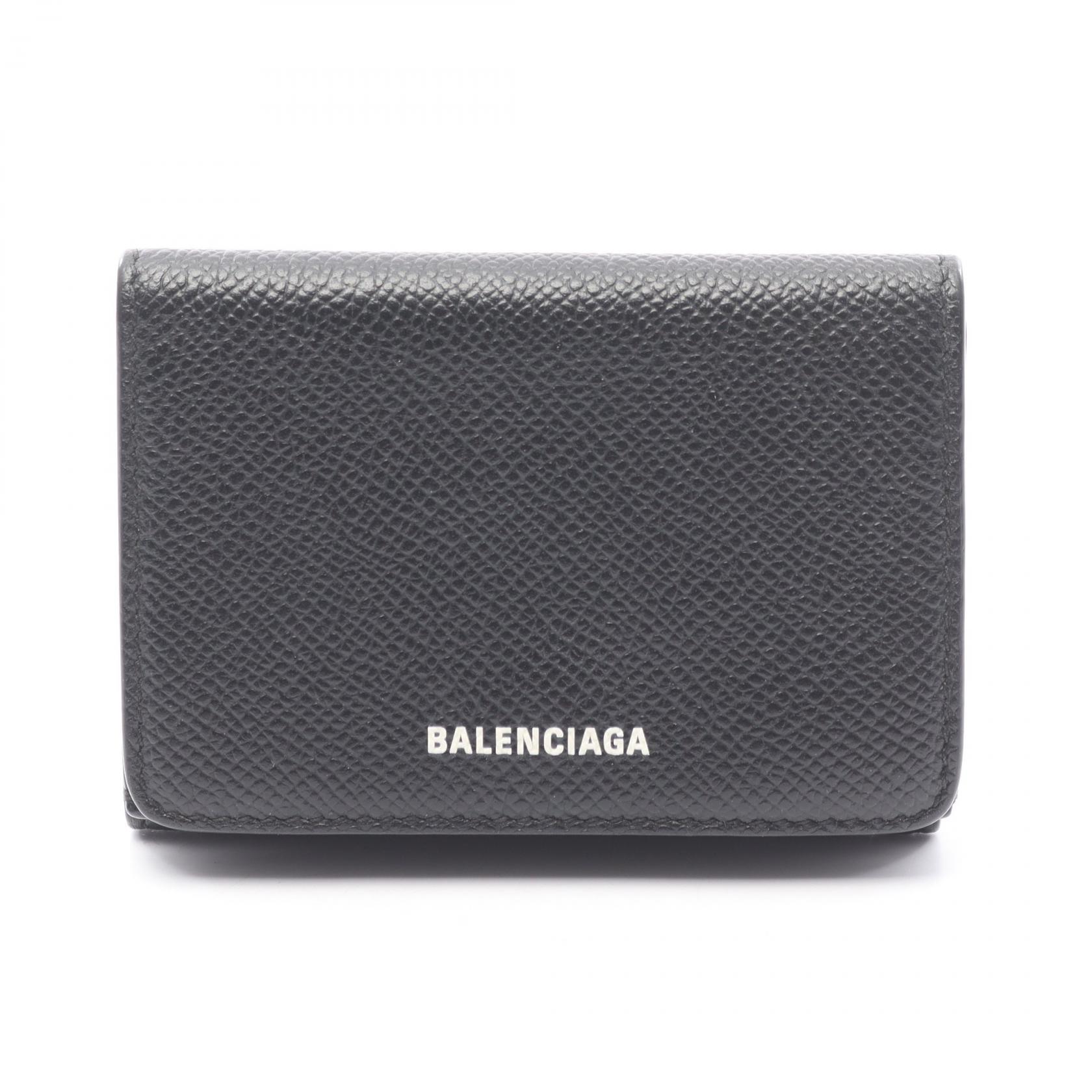 【ポイント5倍｜4/18 0:00～4/20 23:59】バレンシアガ BALENCIAGA VILLE ヴィル 三つ折り財布 財布 レザー レディース ブラック系 【中古】