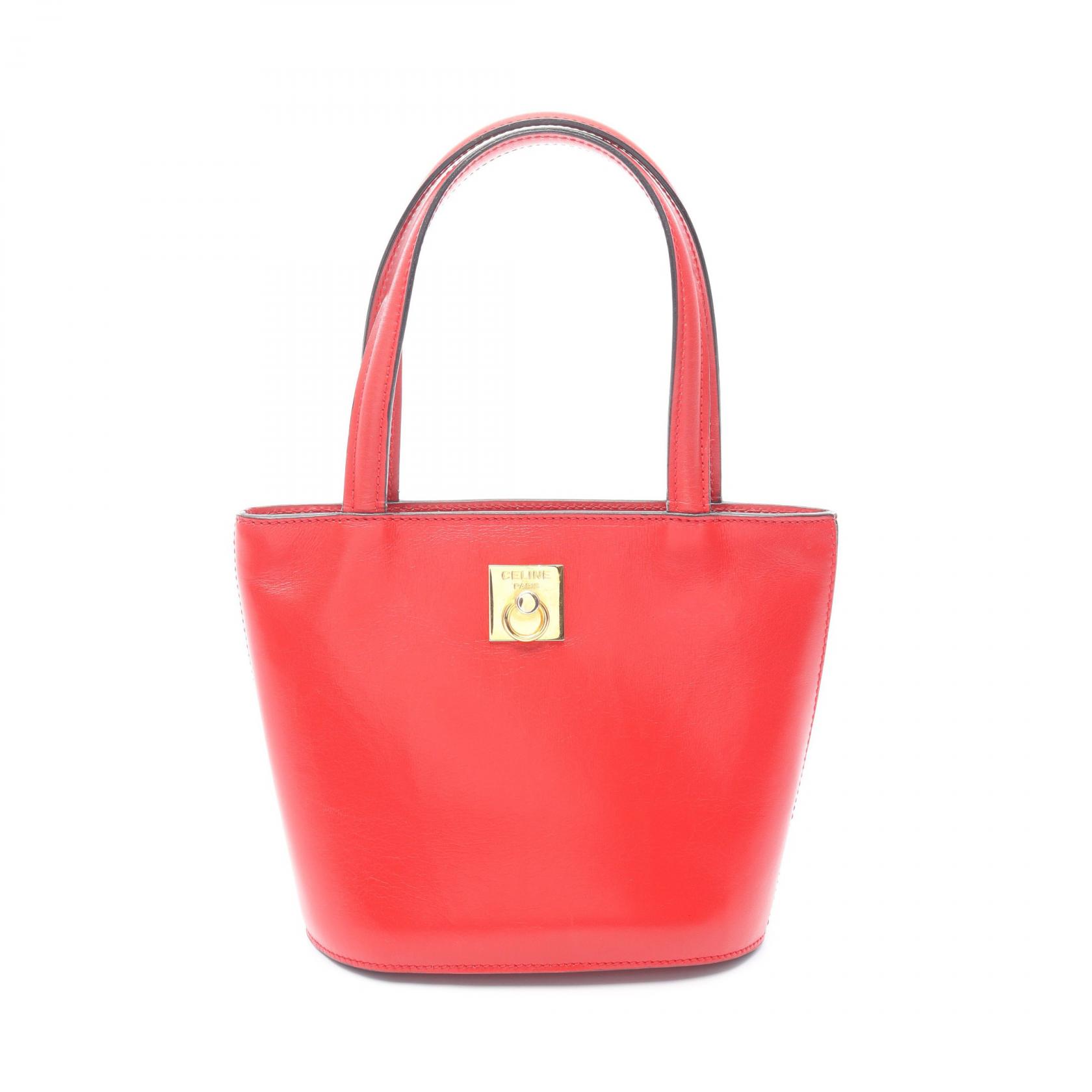 ≪5％OFFクーポン対象＆まとめ買い10%OFF≫セリーヌ CELINE ミニトート ハンドバッグ バッグ レザー レディース レッド系 【中古】