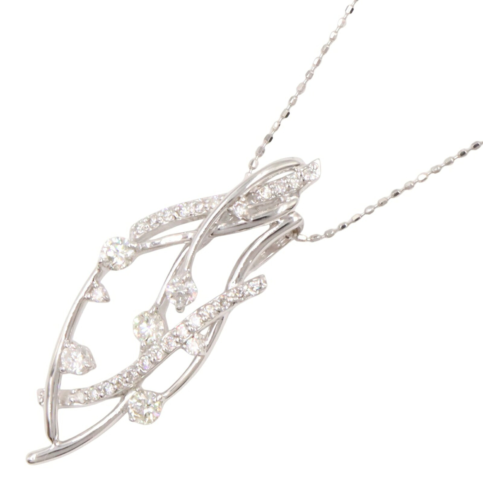 【1万円OFFクーポン対象】ジュエリー JEWELRY ダイヤ ネックレス ネックレス ジュエリー K18WG（ホワイトゴールド） ダイヤモンド レディース クリア系 ﾀﾞｲﾔ 5.0g 【中古】