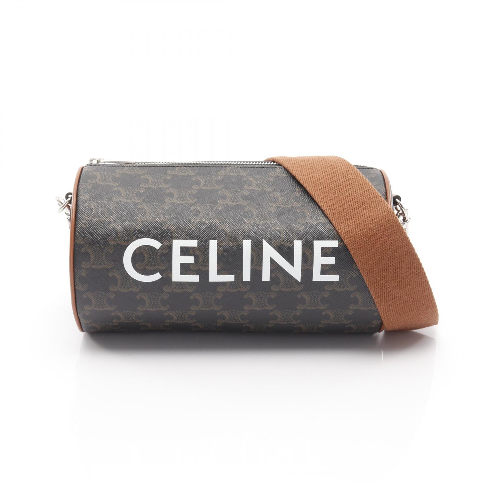 ≪5％OFFクーポン対象＆まとめ買い10%OFF≫セリーヌ CELINE トリオンフ ショルダーバッグ バッグ PVCコーティングキャンバス レザー レディース ブラウン系 【中古】