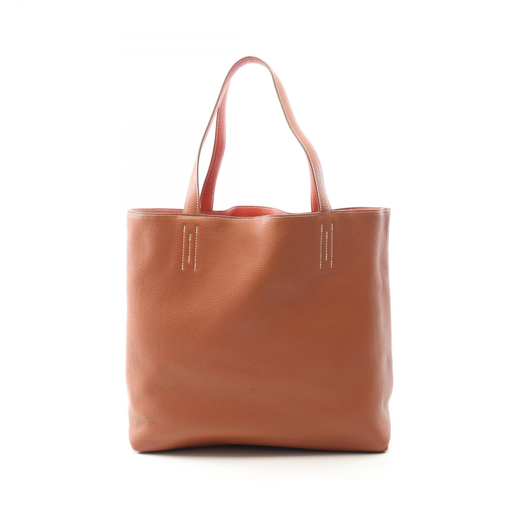 ≪5％OFFクーポン対象＆まとめ買い10%OFF≫エルメス HERMES ドゥブルセンス45 トートバッグ バッグ レザー トリヨンクレマンス トリヨンクレマンス レディース ブラウン系 / ボルドー系 【中古】