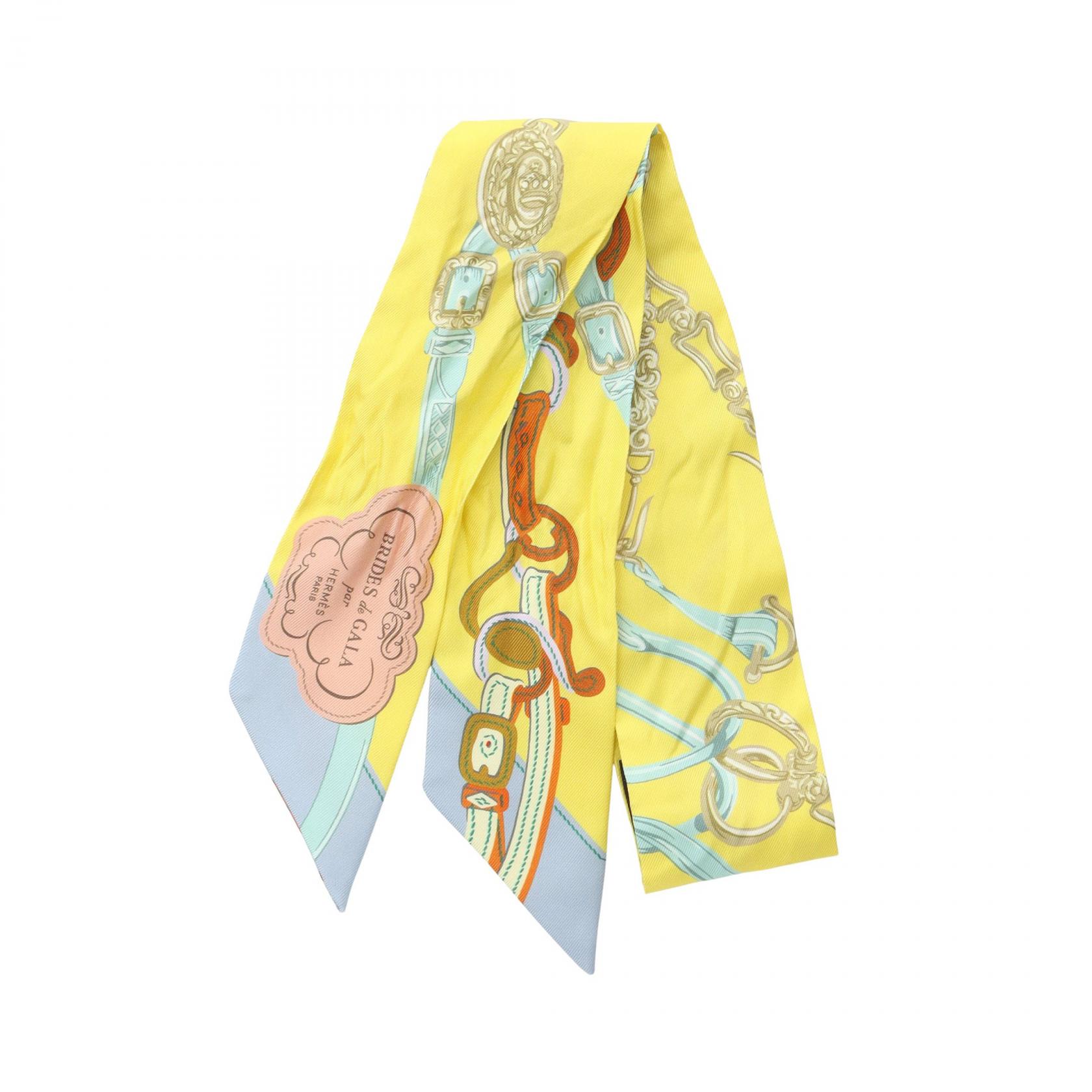 美品 HERMES エルメス　BRIDES de GALA マキシツイリー エルメス マキシツイリー BRIDES de GALA 式典用馬勒 スカーフ シルク