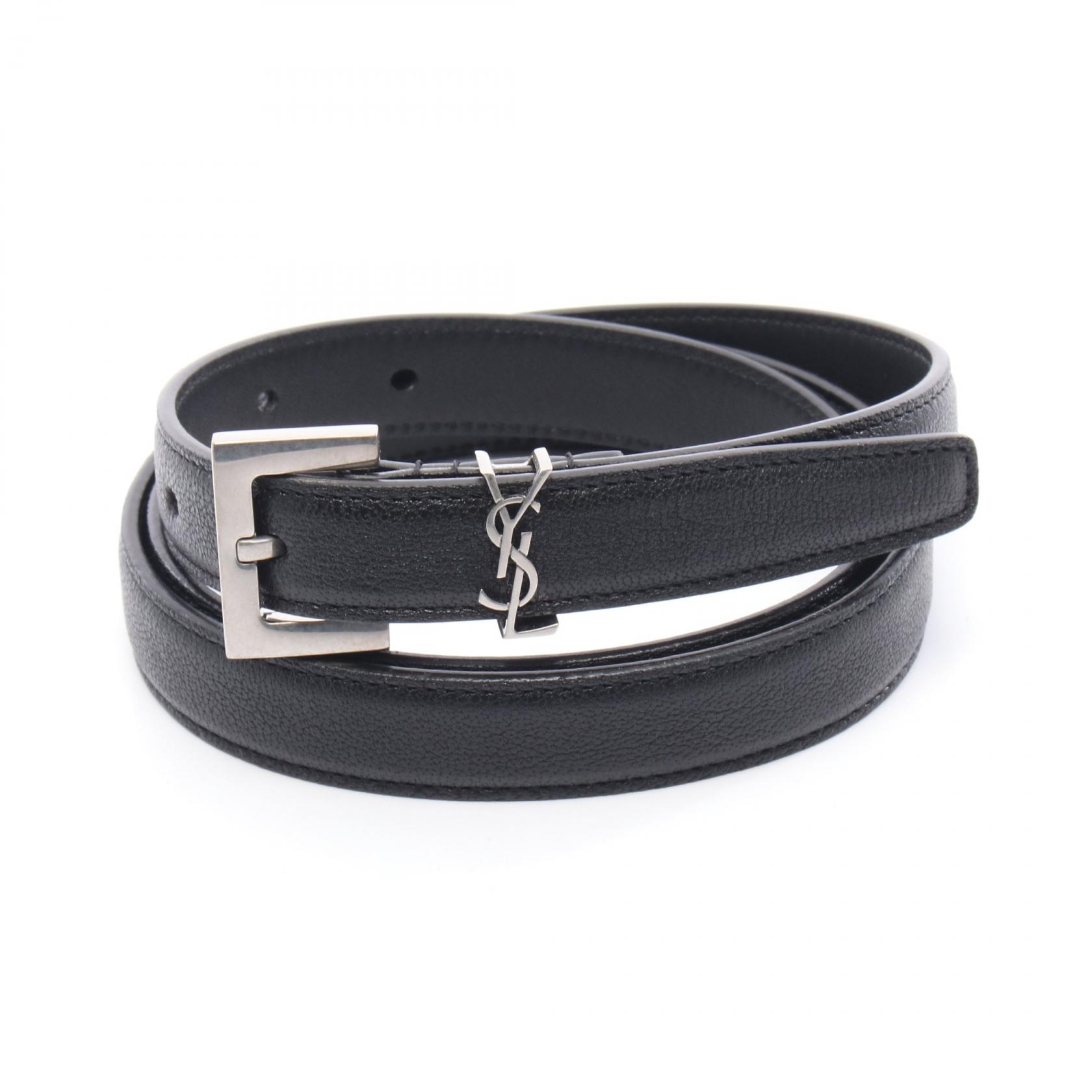 【ポイント5倍｜4/18 0:00～4/20 23:59】サンローランパリ SAINT LAURENT PARIS モノグラム ナロー ベルト 衣料品 レザー メンズ ブラック系 612616BRM0E1000100 【新品】