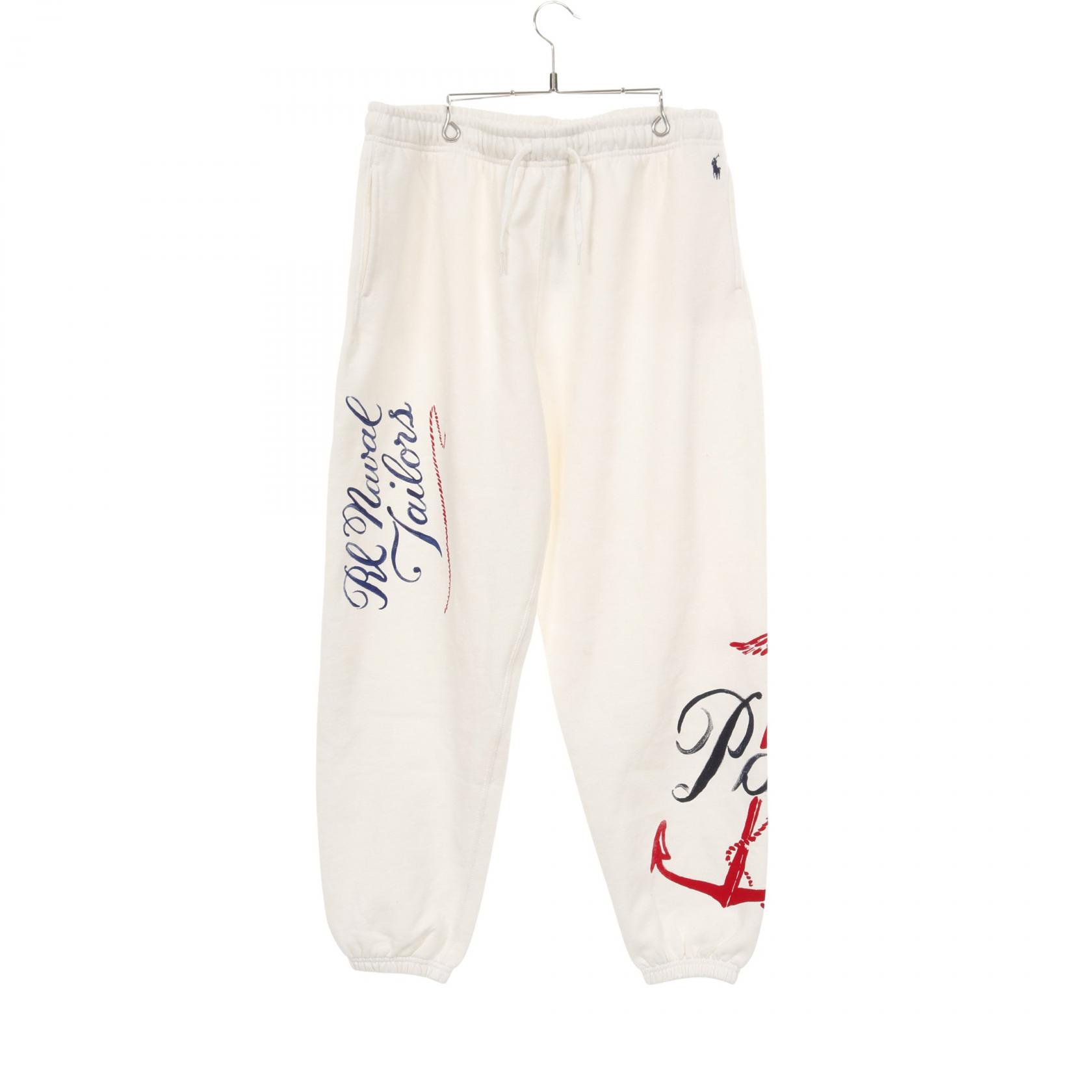 ポロ・ラルフローレン POLO RALPH LAUREN Nautical Logo Fleece Tracksuit Bottoms パンツ 衣料品 ボトムス コットン レディース ホワイト系 / マルチカラー 【中古】