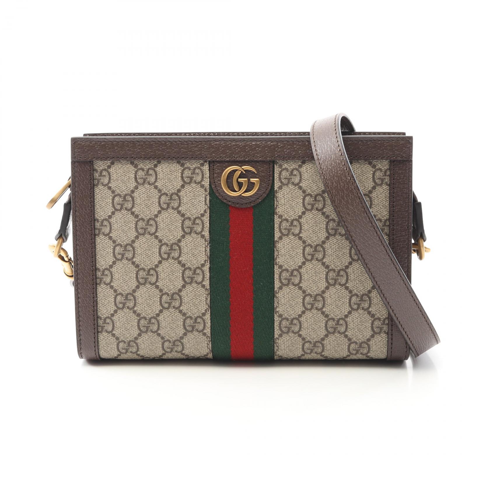 【送料込】GUCCI Ophidia GG スモールショルダーバッグ ブラウン オフィディア〕スモール ショルダーバッグベージュ＆ブラウン GG