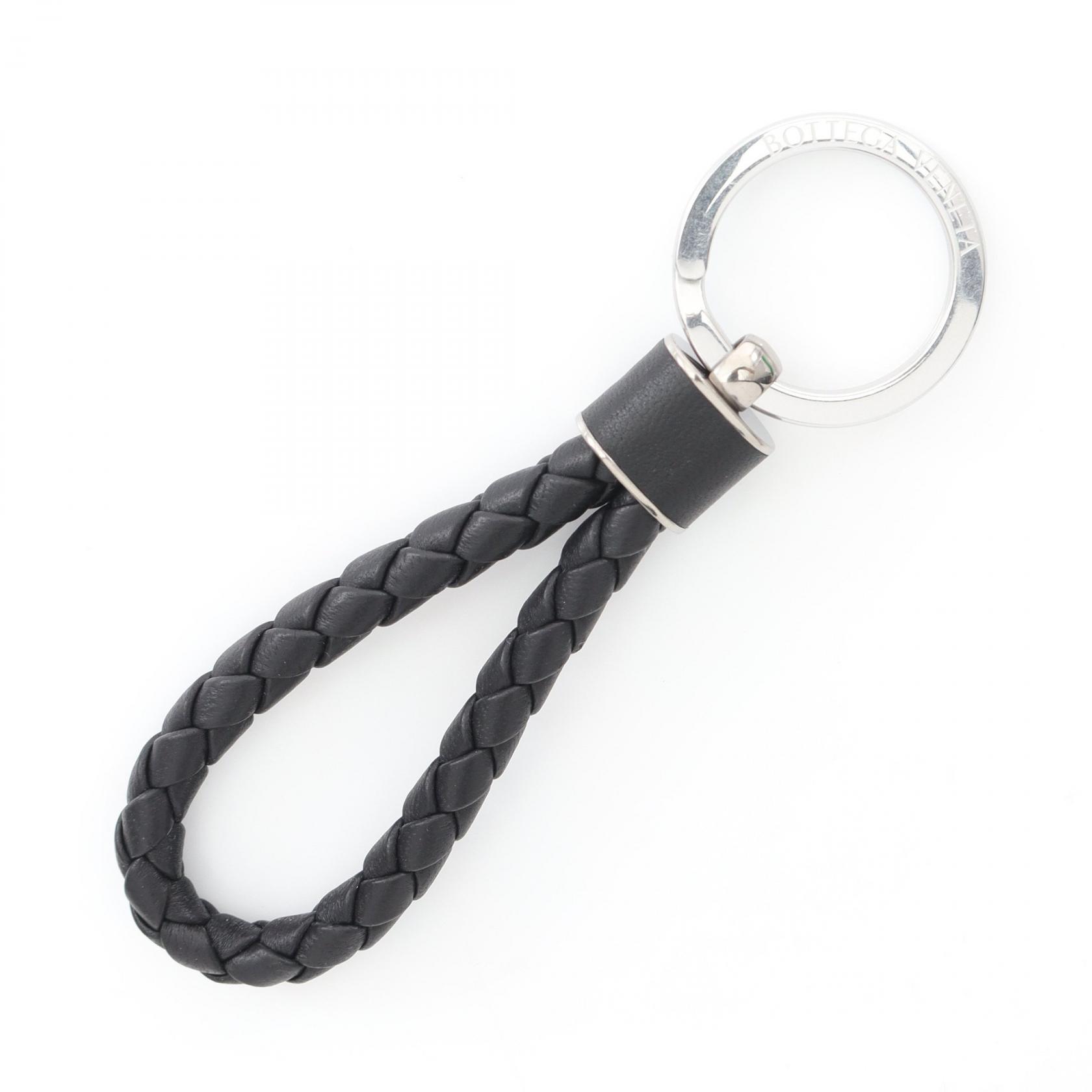 【ポイント5倍｜4/18 0:00～4/20 23:59】ボッテガヴェネタ BOTTEGA VENETA イントレチャート キーホルダー アクセサリー レザー メタル メンズ ブラック系 / シルバー系 709727VMAY18803 【新品】