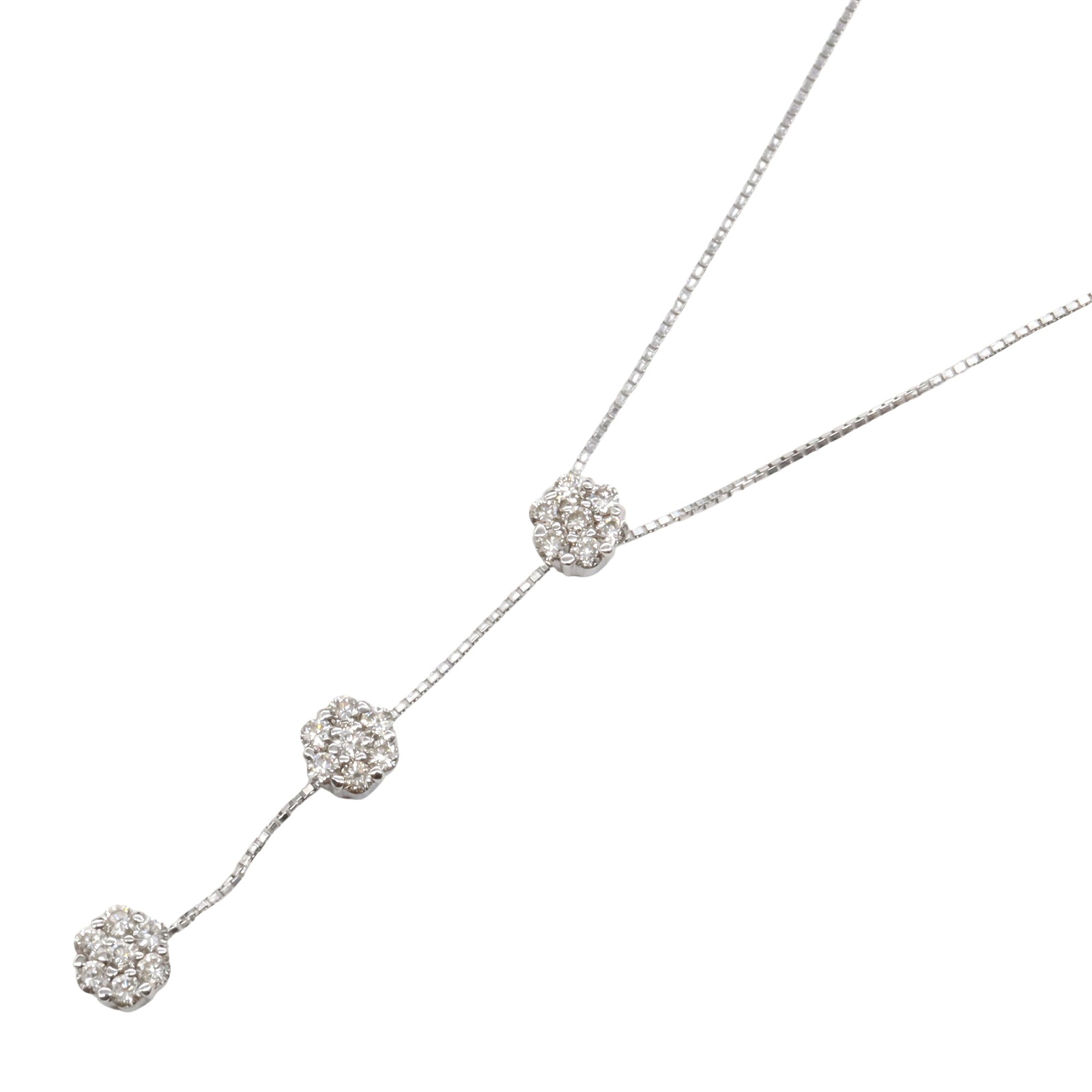 ≪5％OFFクーポン対象＆まとめ買い10%OFF≫ジュエリー JEWELRY ダイヤモンド ネックレス ネックレス ジュエリー K18WG（ホワイトゴールド） ダイヤモンド レディース クリア系 ﾀﾞｲﾔ 3.3g 【中古】