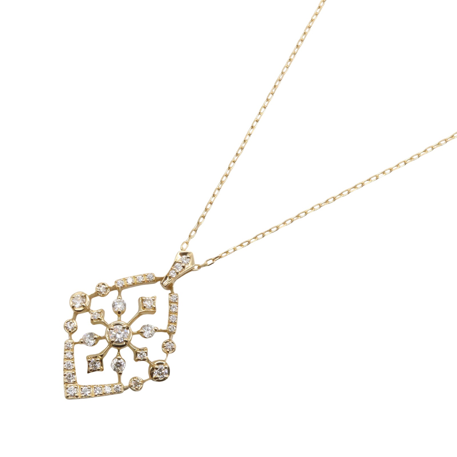 【5千円OFFクーポン対象】ジュエリー JEWELRY ダイヤモンド ネックレス ネックレス ジュエリー K18（イエローゴールド） ダイヤモンド レディース クリア系 ﾀﾞｲﾔ 5.0g 【中古】