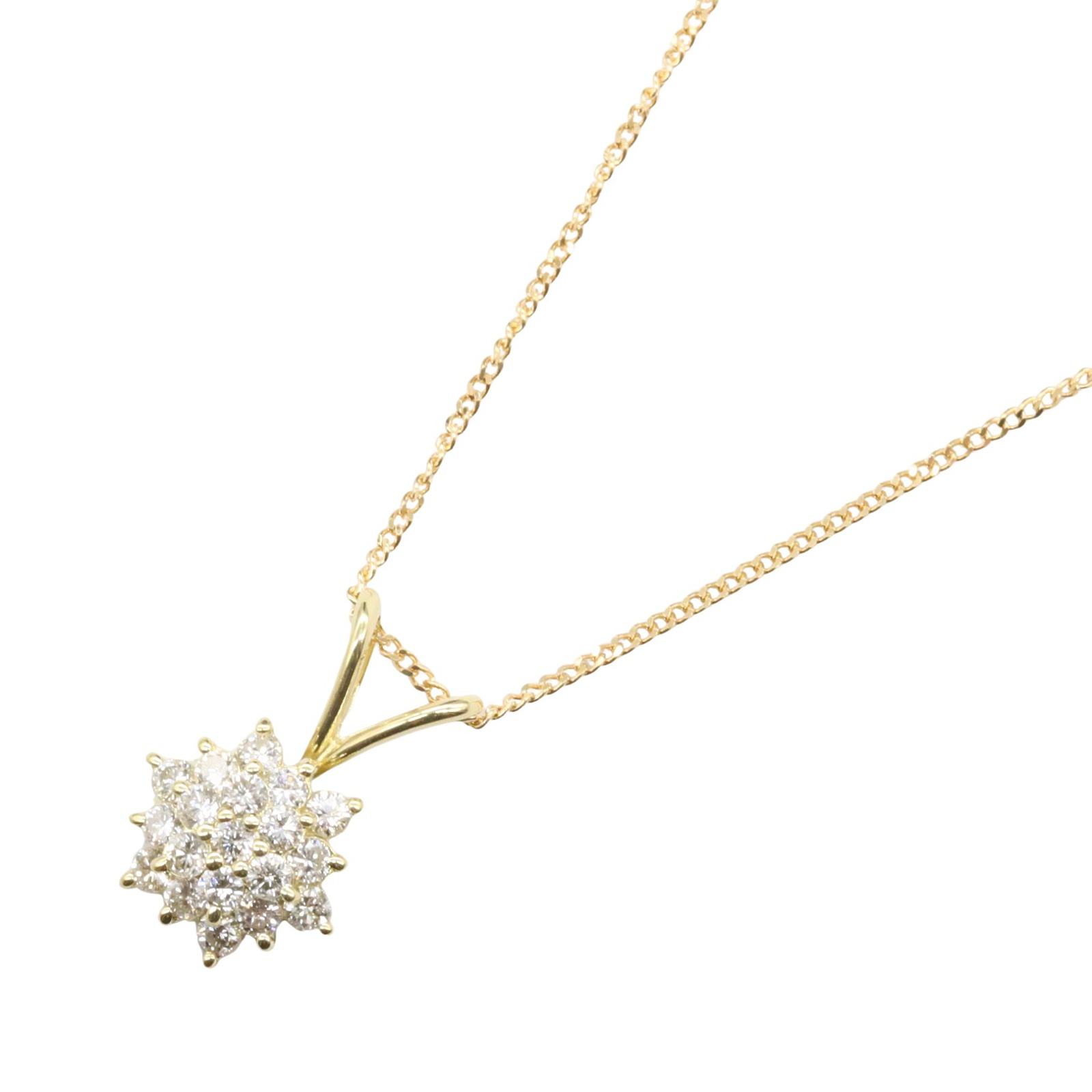 ≪5％OFFクーポン対象＆まとめ買い10%OFF≫ジュエリー JEWELRY ダイヤモンド ネックレス ネックレス ジュエリー K18（イエローゴールド） ダイヤモンド レディース クリア系 ﾀﾞｲﾔ 3.2g 【中古】