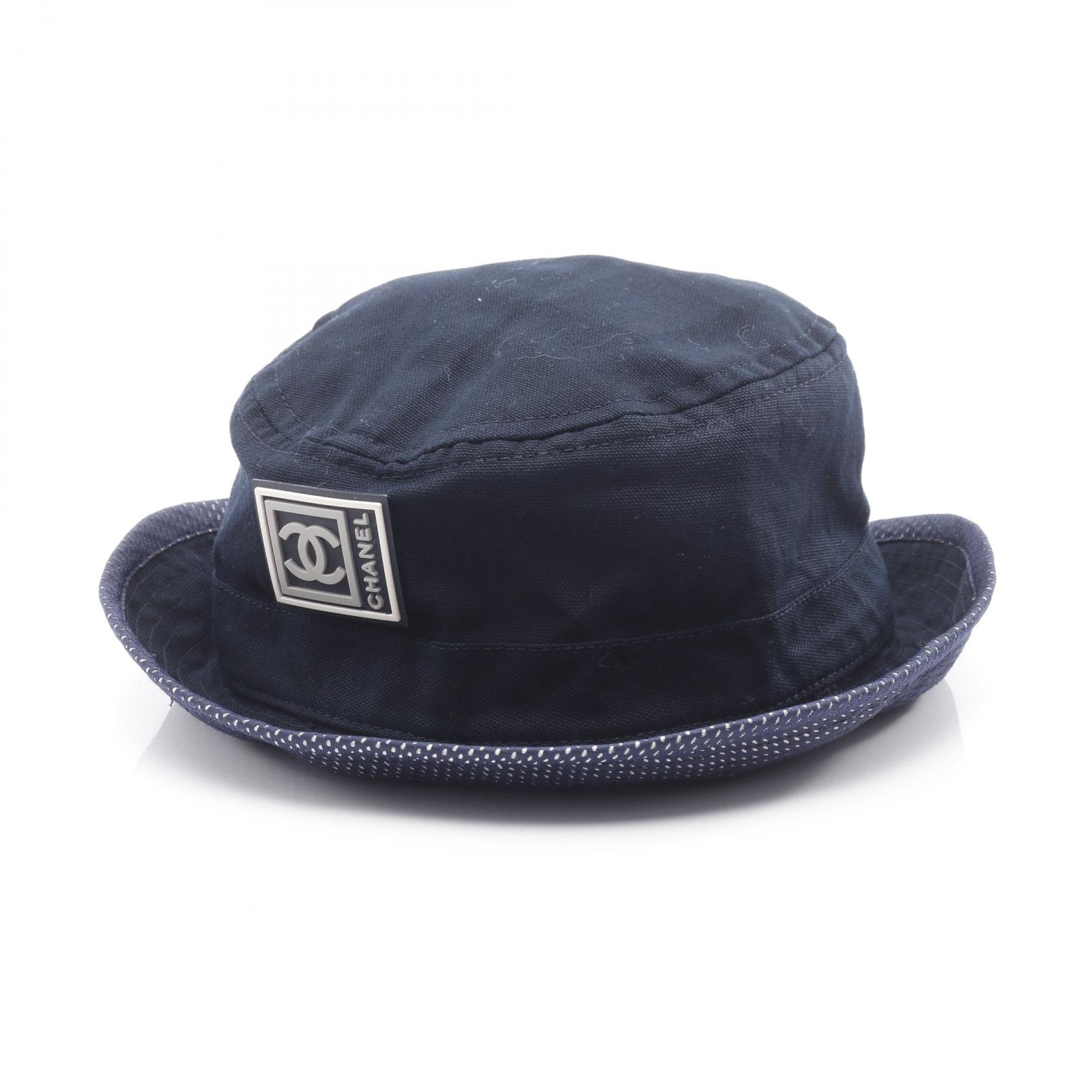 【ポイント5倍｜4/18 0:00～4/20 23:59】シャネル CHANEL スポーツライン ハット 帽子 コットン レディース ネイビー系 【中古】