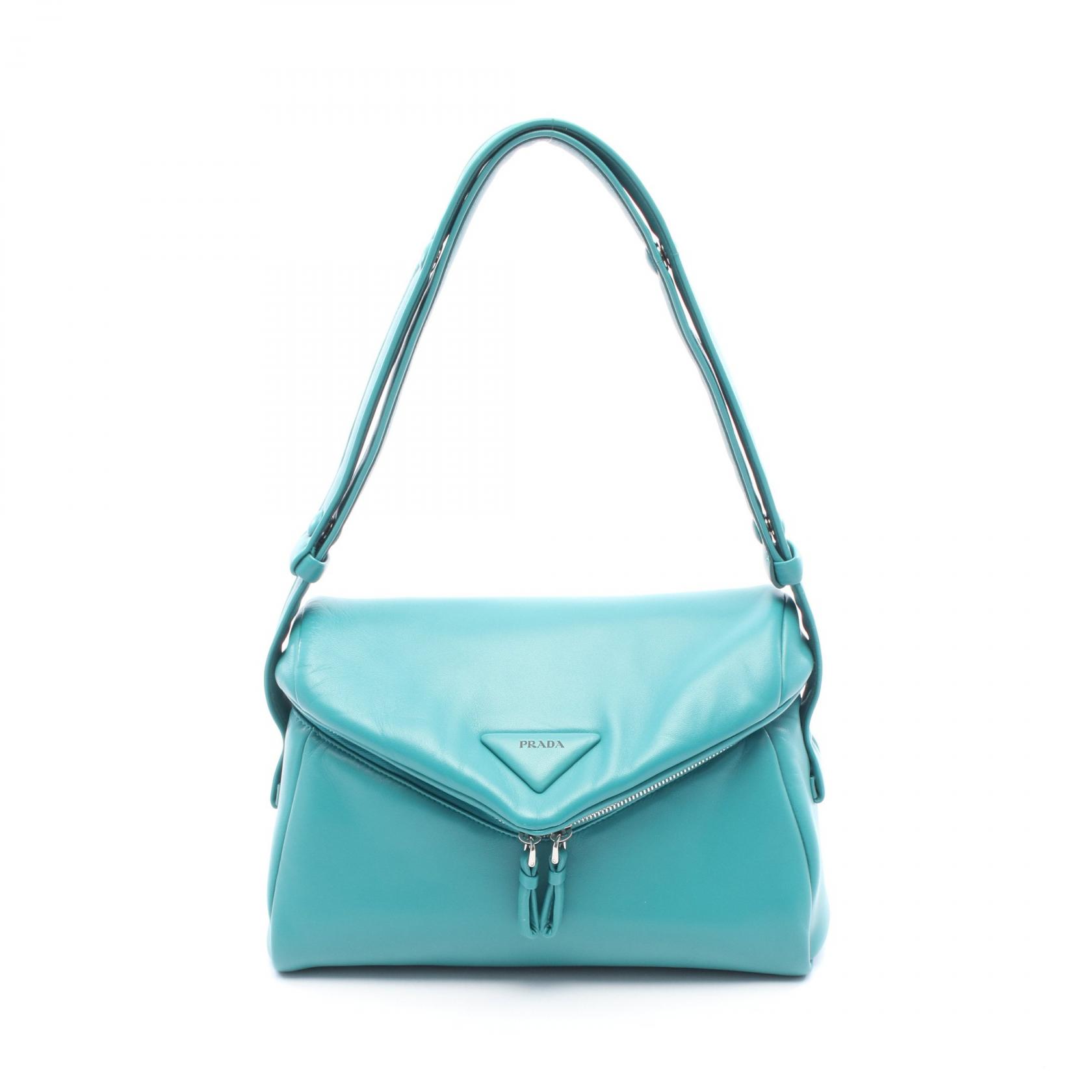 ≪5％OFFクーポン対象＆まとめ買い10%OFF≫プラダ PRADA シニョー ショルダーバッグ バッグ レザー レディース グリーン系 1BC165 【中古】
