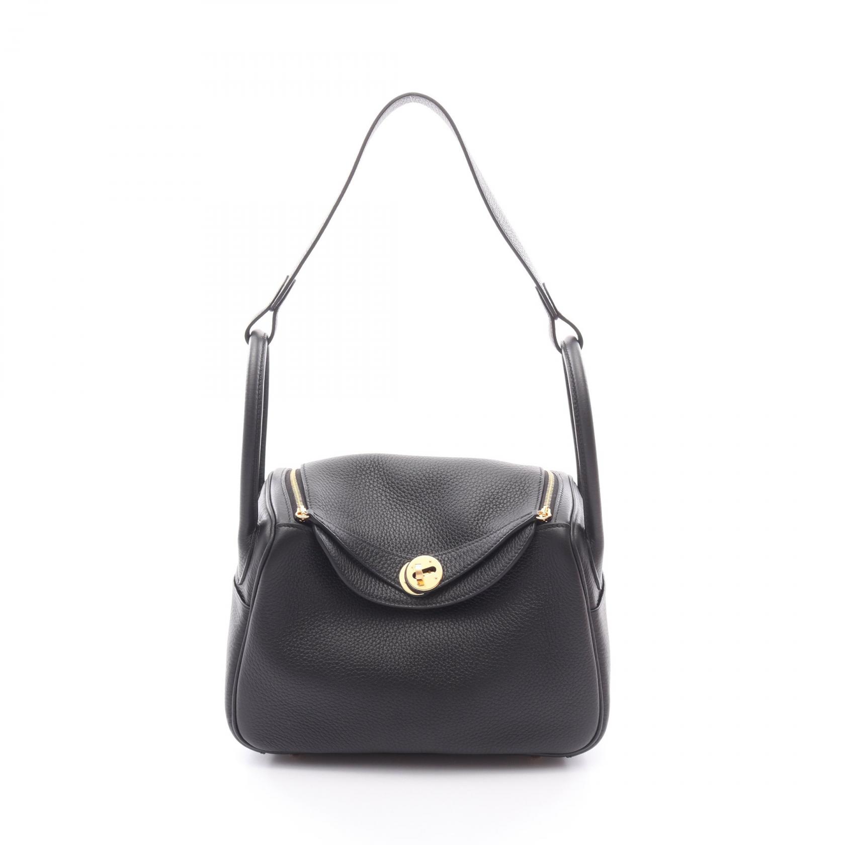 ≪5％OFFクーポン対象＆まとめ買い10%OFF≫エルメス HERMES リンディ26 ショルダーバッグ バッグ レザー トリヨンクレマンス トリヨンクレマンス レディース ブラック系 【中古】