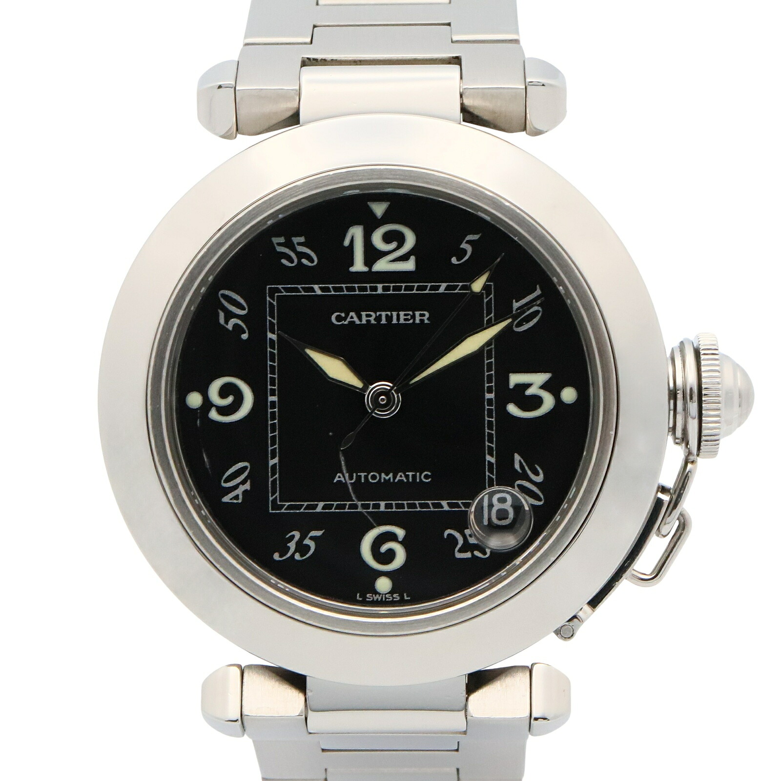 ≪5%OFFクーポン&まとめ買い10% ~7/26 9:59〆≫カルティエ CARTIER パシャC 腕時計 時計 ステンレススチール ボーイズ ブラック系 W31043M7 【中古】|BRANDOFF TOKYO