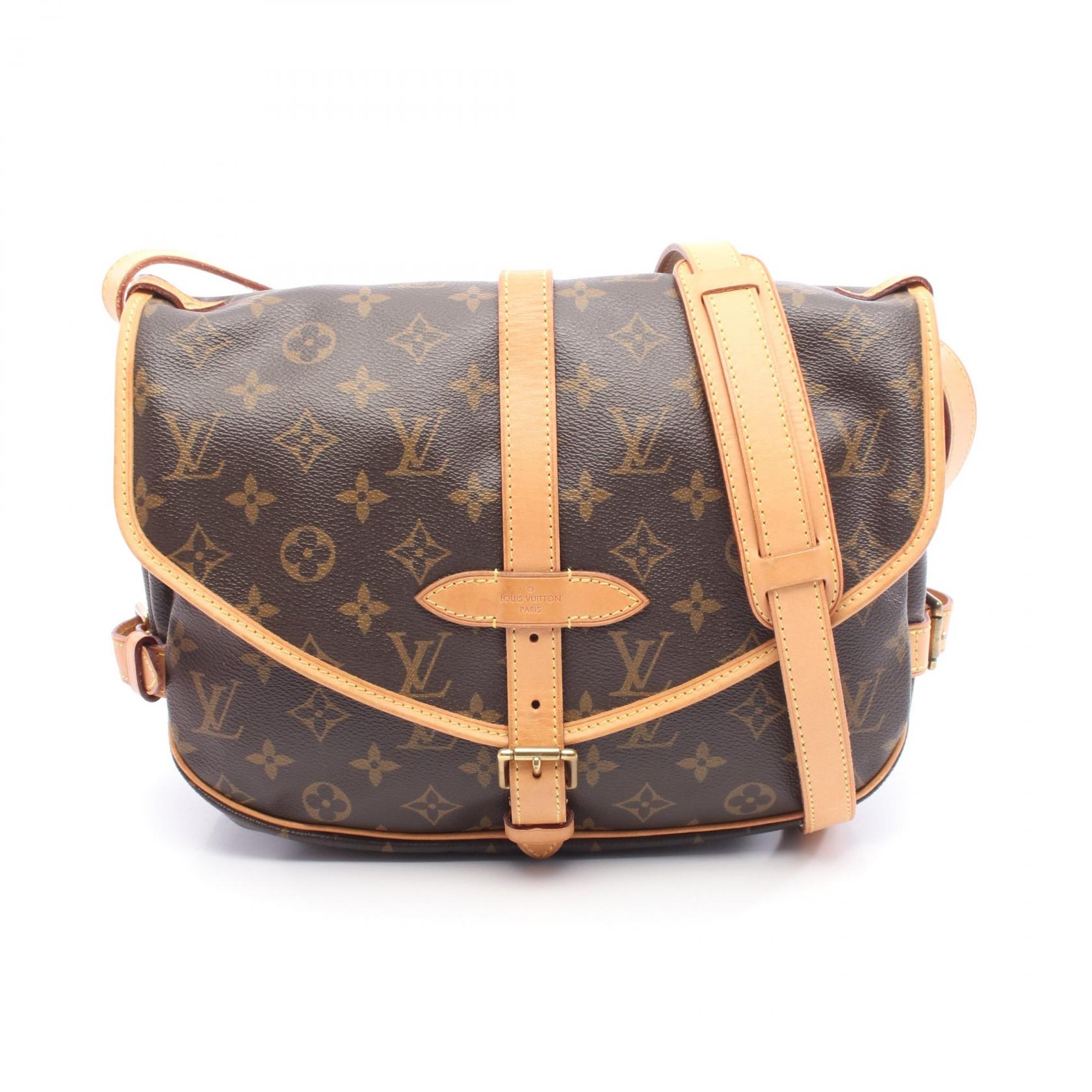 【ポイント5倍|4/18 0:00~4/20 23:59】ルイ・ヴィトン LOUIS VUITTON ソミュール30 モノグラム ショルダーバッグ バッグ PVCコーティングキャンバス レザー レディース ブラウン系 M42256 【中古】