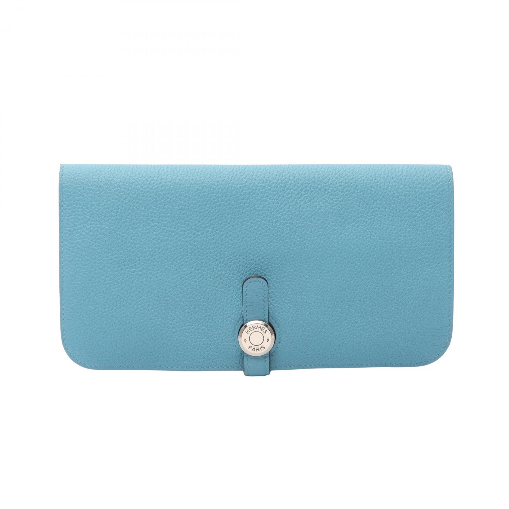 ≪5%OFFクーポン＆まとめ買い10% ～7/26 9:59〆≫エルメス HERMES ドゴンロング ブルーノール 二つ折り長財布 財布 トゴ トゴ レディース ブルー系 【中古】｜BRANDOFF TOKYO